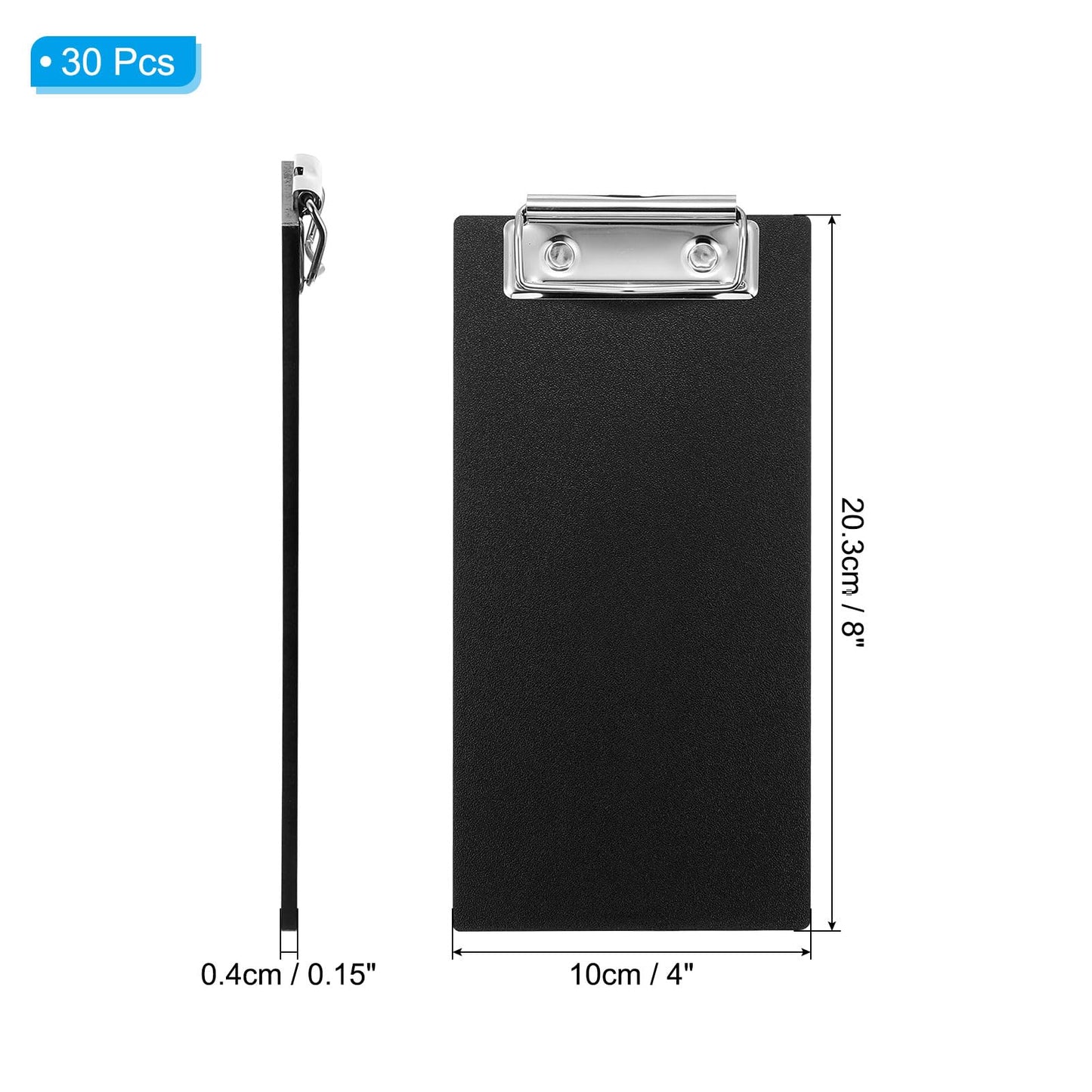 PATIKIL Check Presenters for Restaurants, 30Pcs Mini Clipboard Wood Check Holder Half Page Menu Holder for Restaurant Cafe Waitress Guest Check Server, Black
