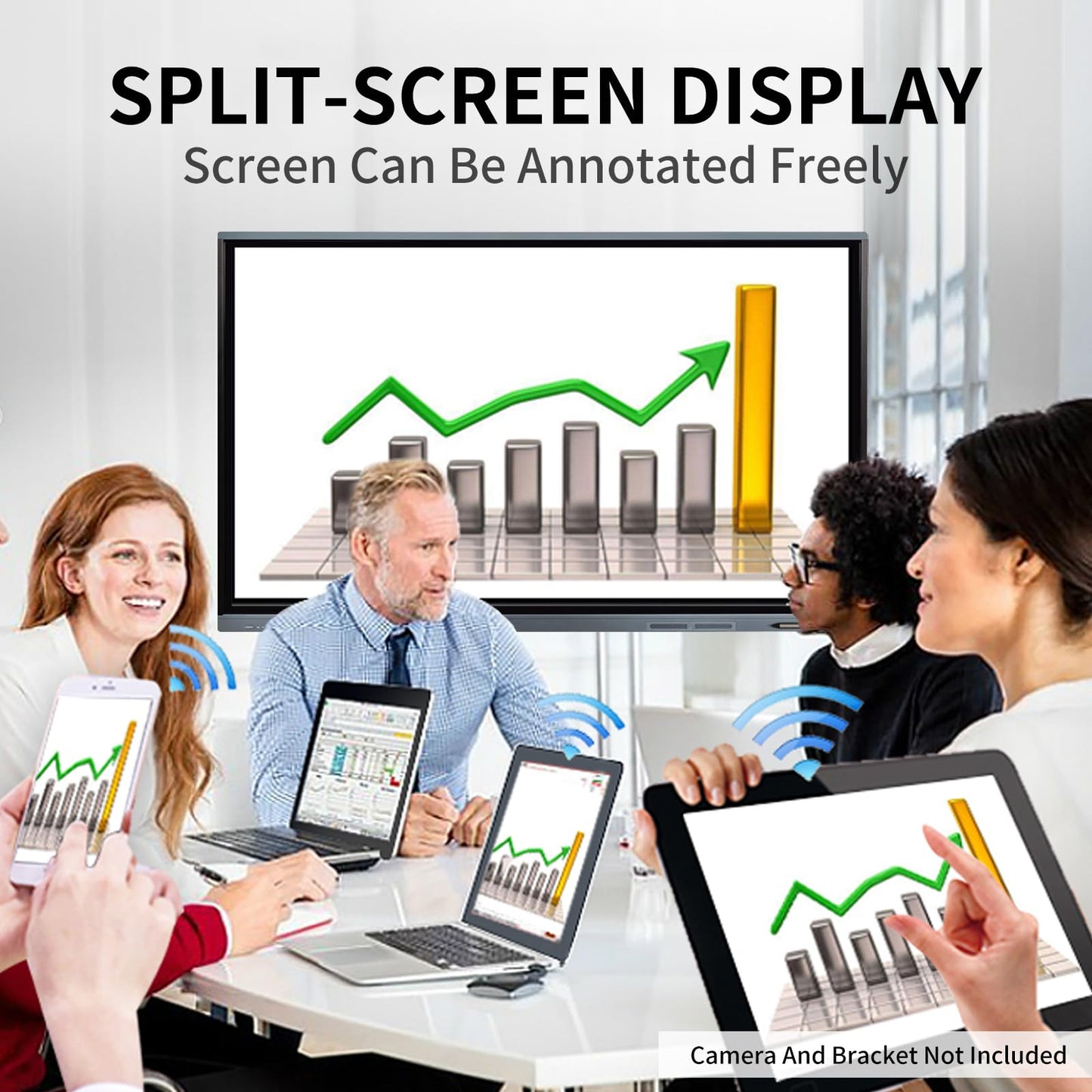 55'' Smart Board, 4K UHD Electronic Whiteboard with Dual OS, Multi-Touch Screen Interactive Digital Whiteboard for Home Office Classroom Presentation, Writing, Meeting - Includes Wall Mount