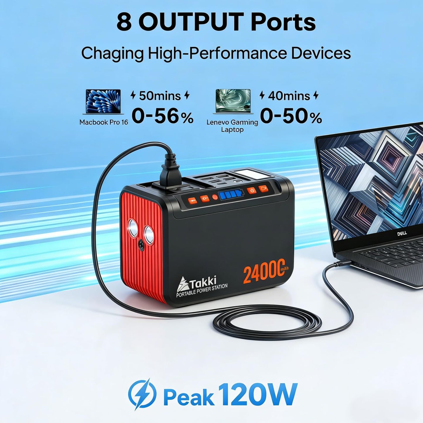Takki 88.8Wh Portable Power Station Lithium Battery Small Generator Power Bank with 110V AC Outlet Battery Backup for Camping Home Use Emergency(Solar Panel Optional)