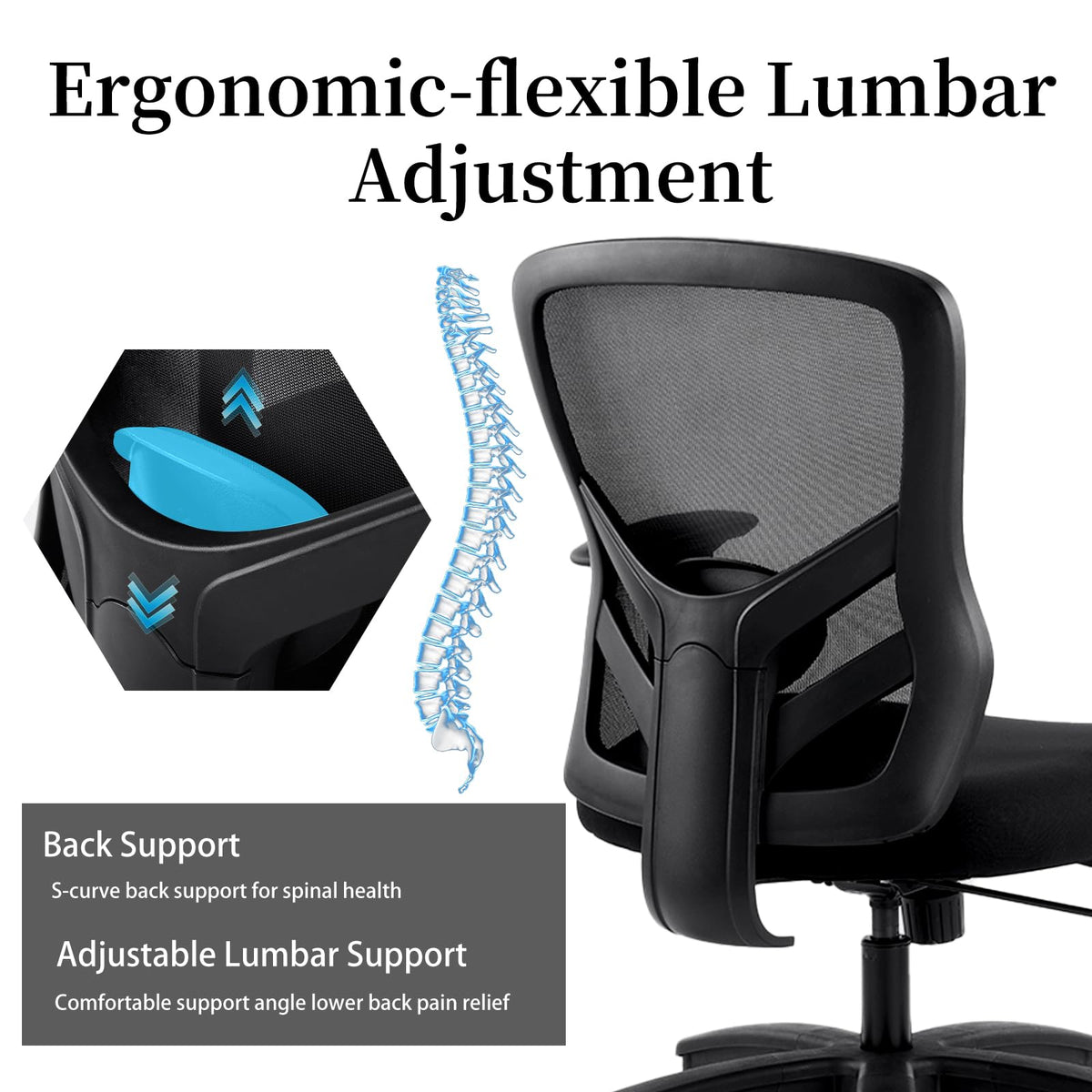 YFO Big and Tall Office Chair 500LBS - Computer Desk Chair with Adjustable Lumbar Support, Heavy Duty Ergonomic Mesh with 360 Rotation 4D Arm and Extra Wide Comfty Seat, Quiet Wheels for Adults, Black