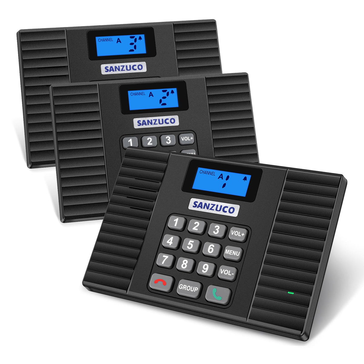 SANZUCO 60D Intercoms Wireless for Home, 18 Channel Home Intercom System Supports Two-Way Talk, 1400ft Full Duplex Intercom System for House/Office Hands-Free, Group Call, Clear Sound(3 Stations)
