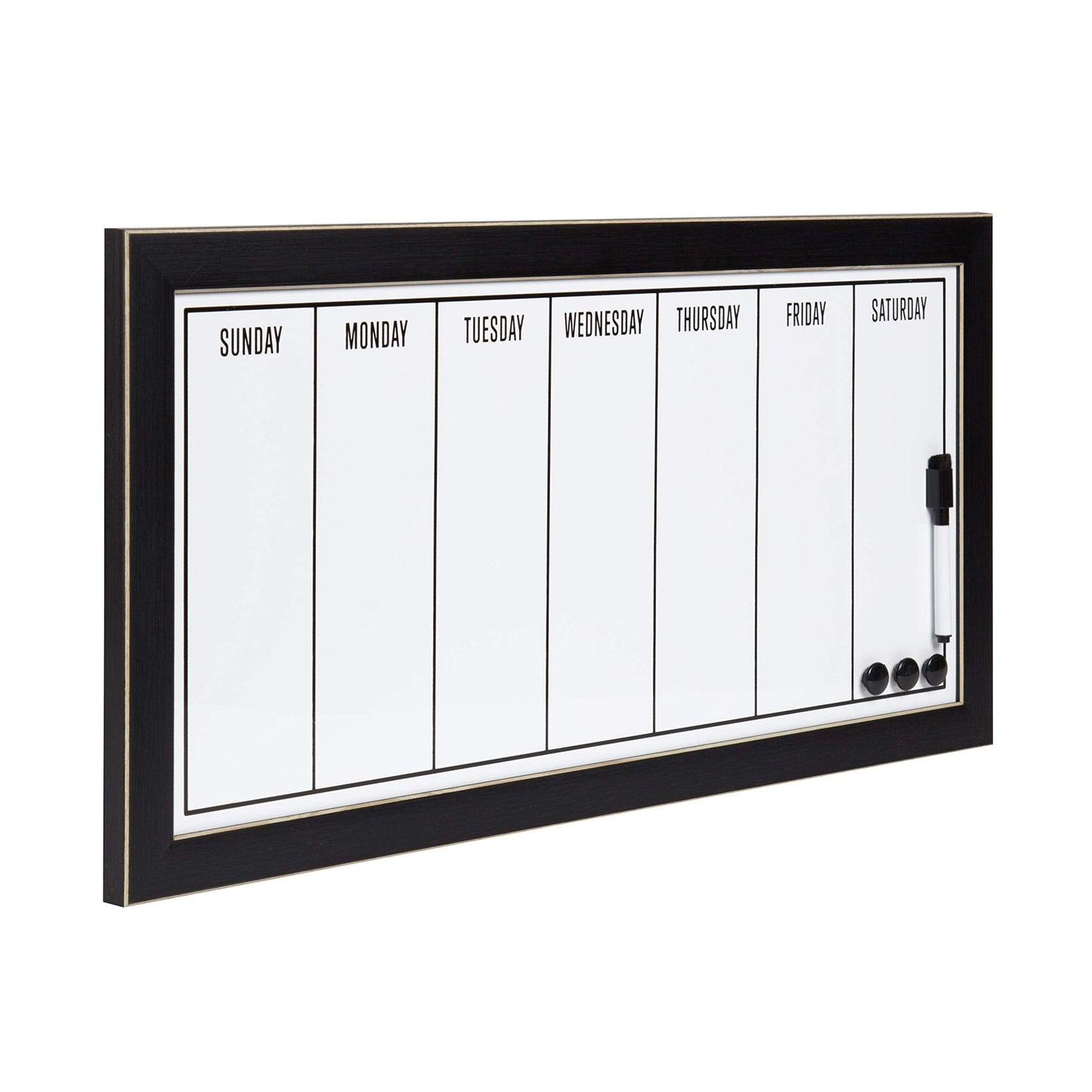 DesignOvation Wyeth Framed Magnetic Dry Erase Weekly Calendar, Black