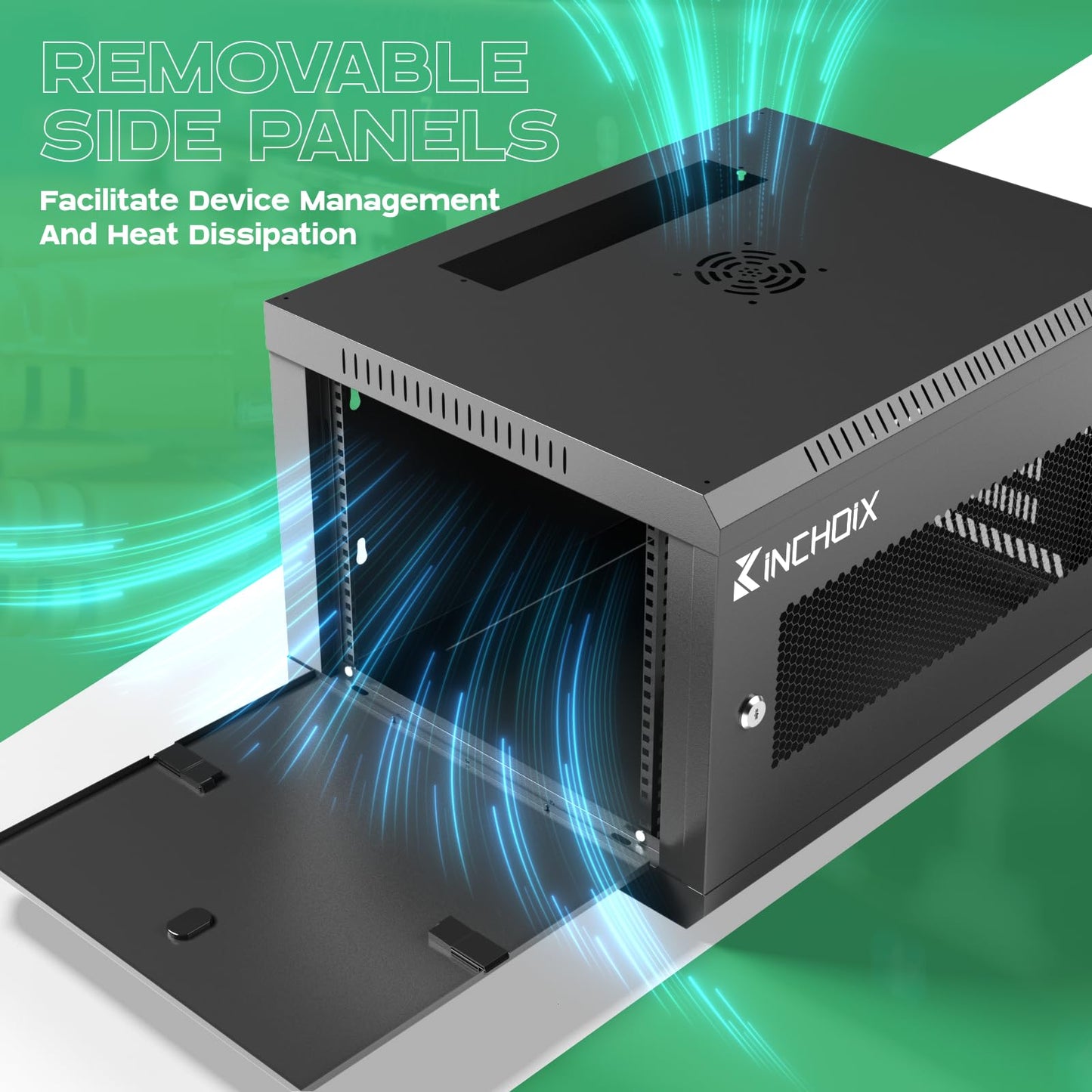 Kinchoix 6U Server Cabinet Wall Mount Network Rack Enclosure Cabinet Enclosure for Computer Data Networking Electronic Equipment, Removable Side Panels 14.5in Depth