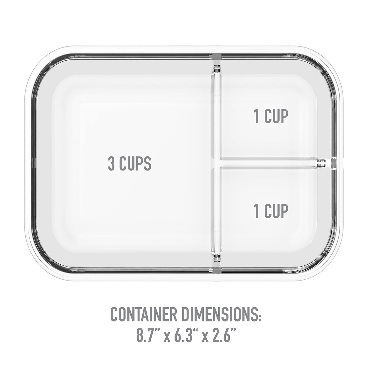 Bentgo Glass Lunch Box - Leak-Proof Bento-Style Food Container with Airtight Lid and Divided 3-Compartment Design - 5 Cup Capacity for Meal Prepping, and Portion-Controlled Meals for Adults (Blue)