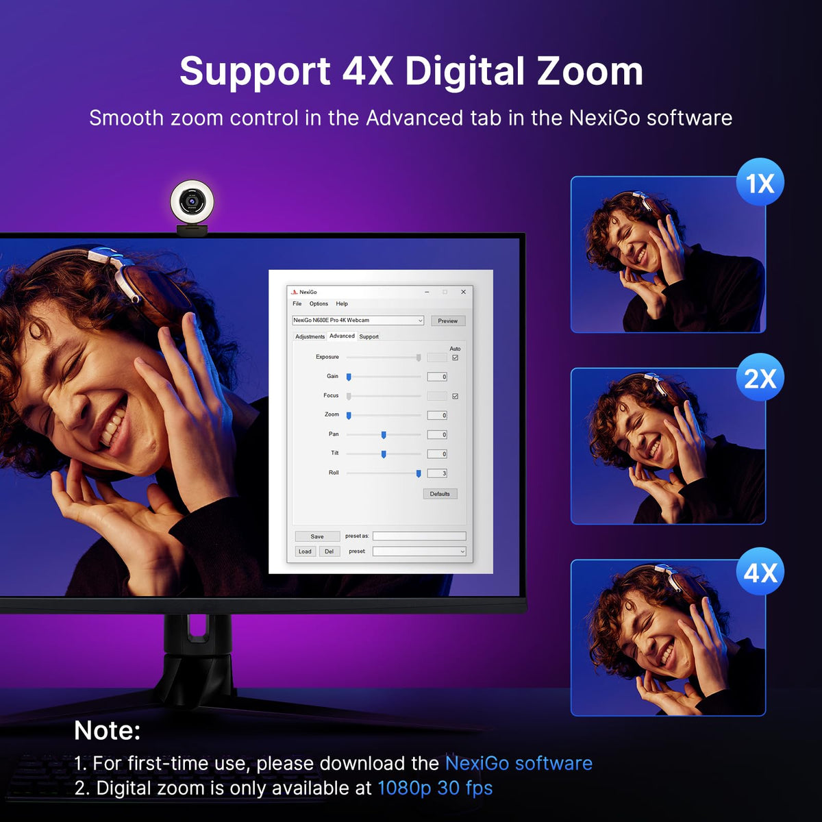 NexiGo N680E Pro 4K Webcam with Ring Light, PDAF Autofocus, 1080p 60FPS, Dual Noise-Canceling Mics, Privacy Shutter, USB Plug-and-Play for Zoom, Teams, Twitch, Google Meet