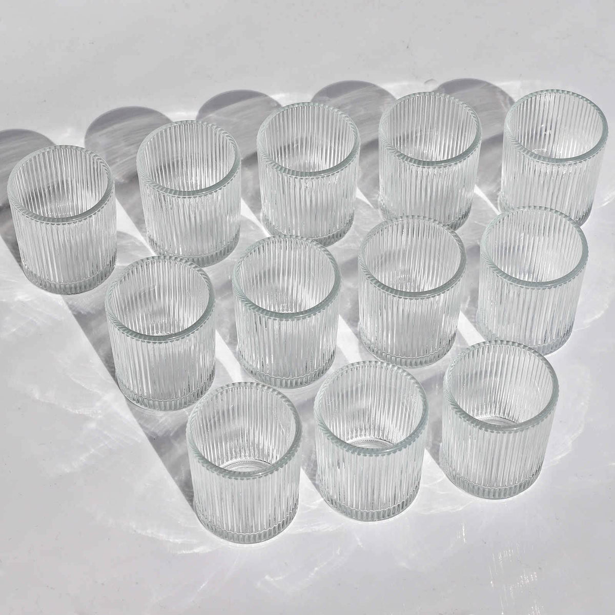 VOHO 24pcs Clear Candle Holder Wedding Centerpieces for Tables, Votive Candle Holders for Votive & Tea Lights Candles, Clear Glass Tealight Candle Holder for Halloween