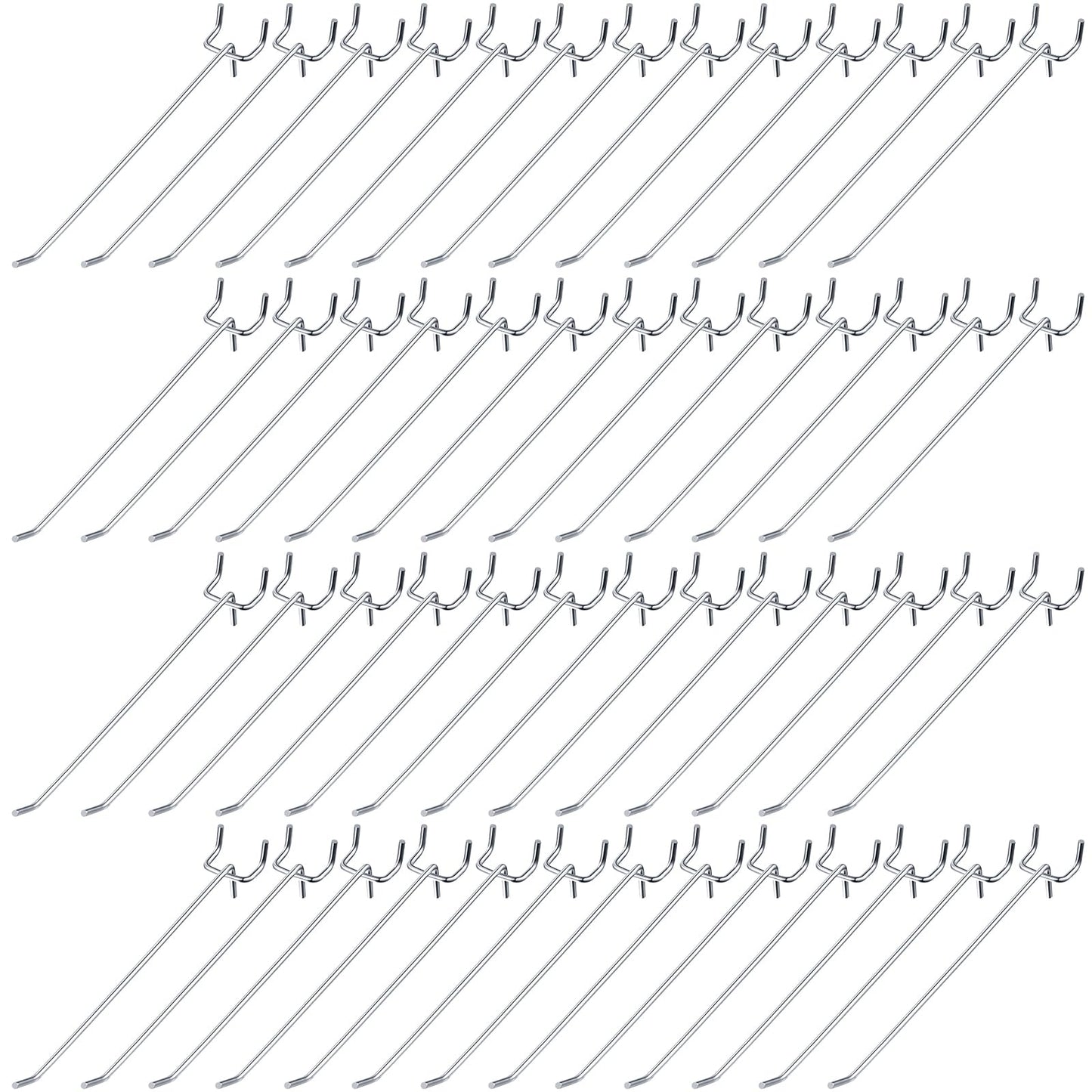 Shimeyao 100 Pcs Peg Board Shelving Hooks Stainless Steel Hanging Board Pegs Wall Display Hooks Bulk for 1/8 1/4 Garage Storage Organizer Accessories(8 Inch,Silver)