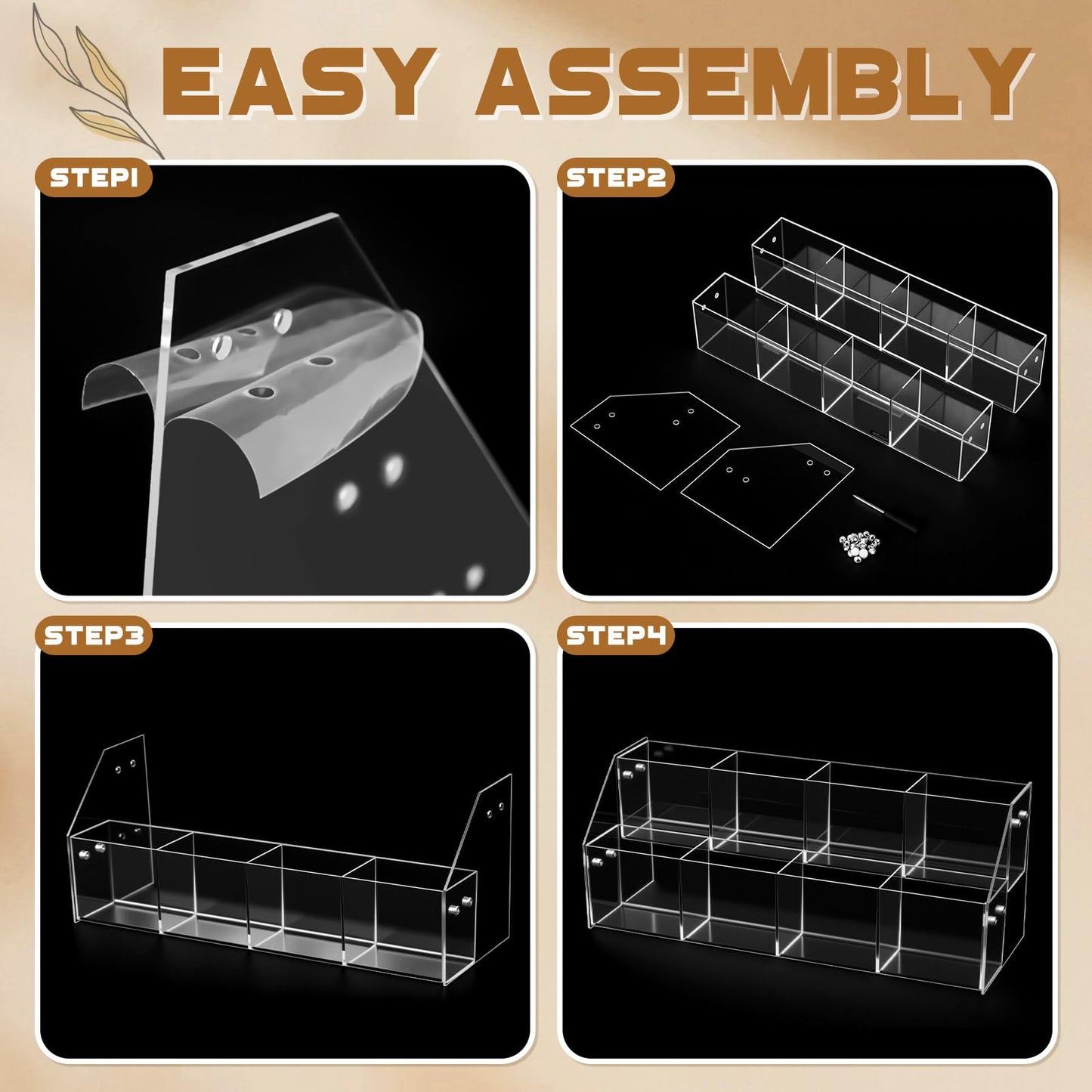 Yuntau Acrylic Sticker Display Stand, Transparent Sticker Display Stand for Vendors, Stamp Organizer Shelf Ideal for Small Business Supplier Events and Trade Shows (2 Tier/8 Pockets)