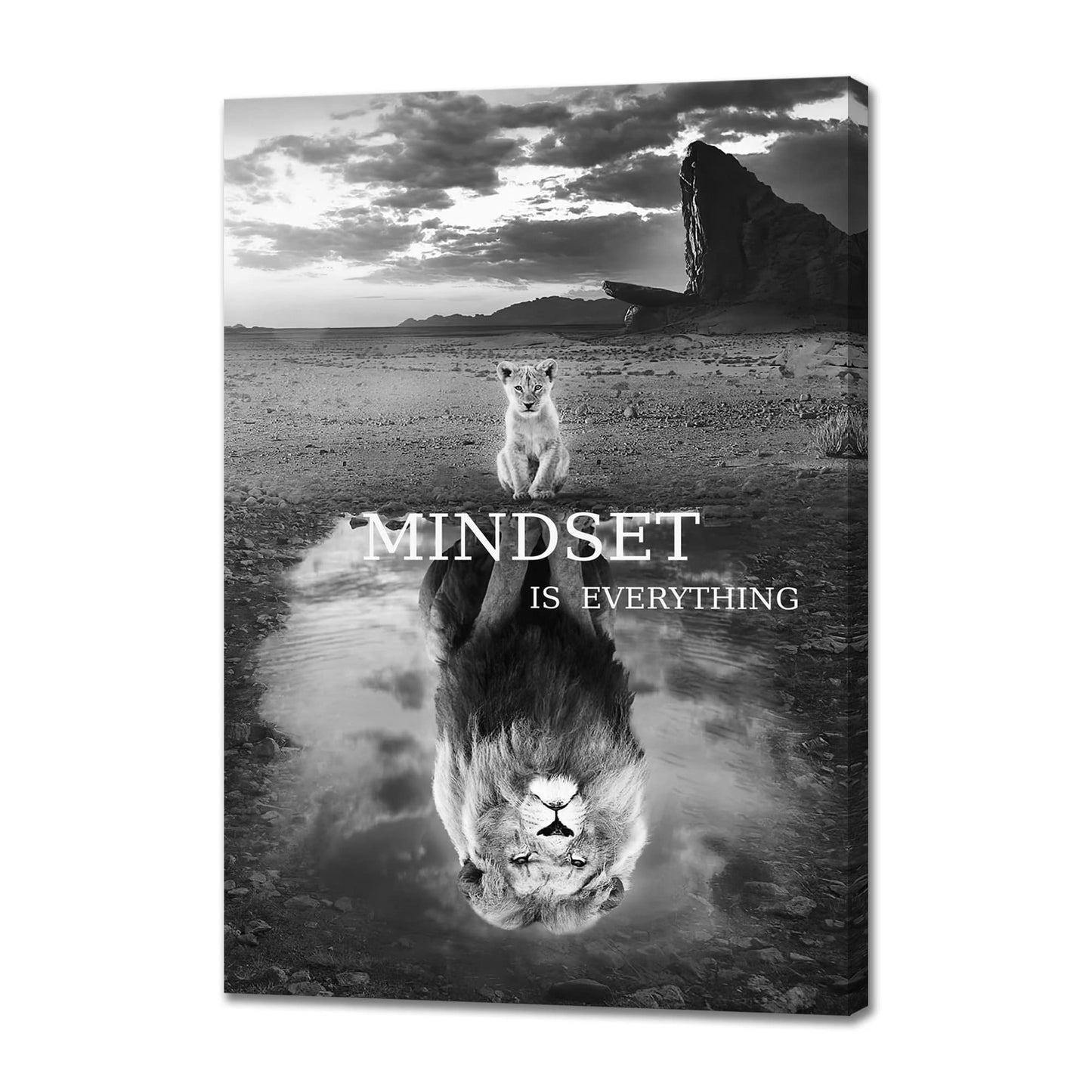 Lion Wall Art Mindset Motivational Animals Prints Poster for Office Wall Decor Modern Canvas Framed Artwork Pictures Ready to Hang12x16inches