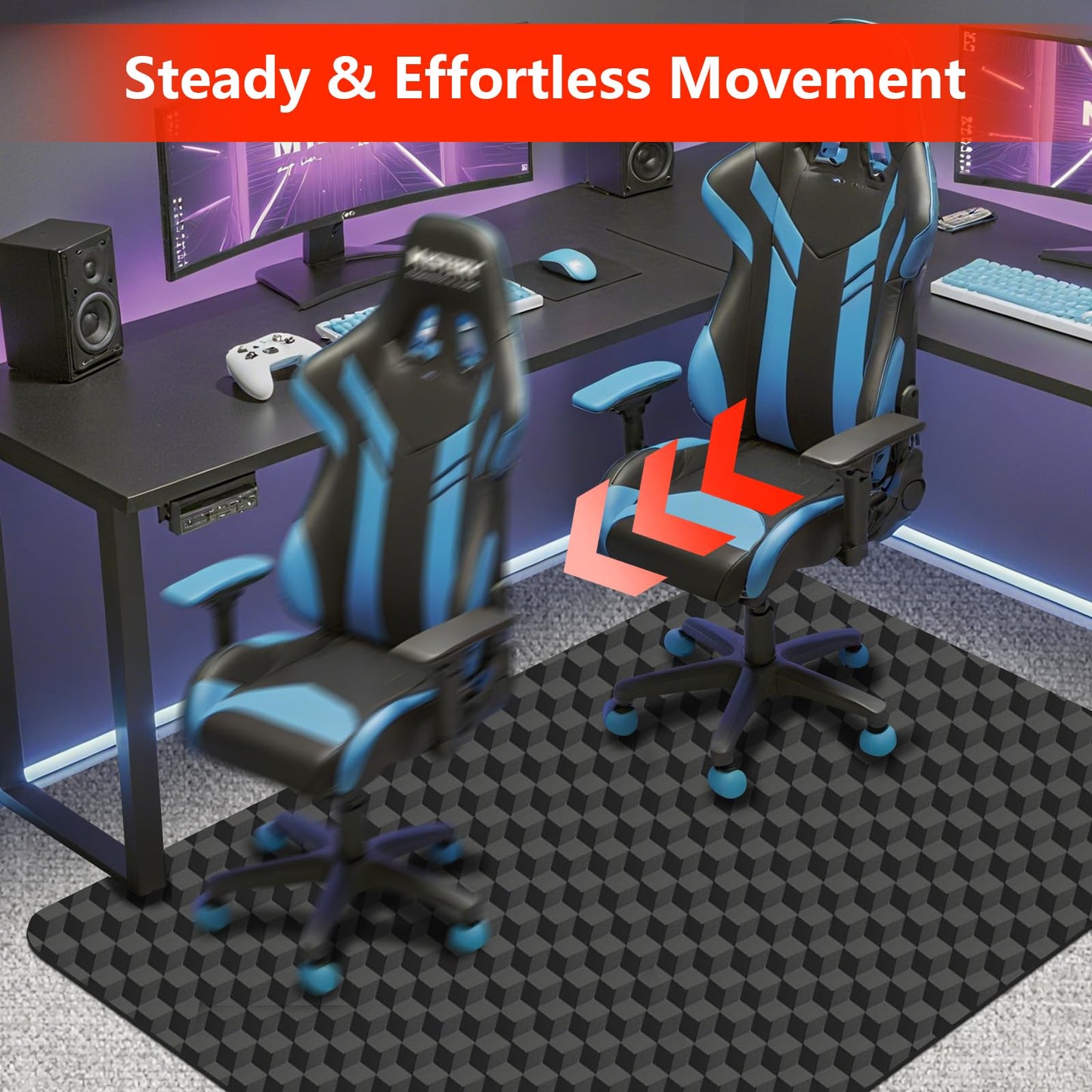 AiBOB Office Chair Mat for Carpet, 48"x36"Gaming Computer Desk Mat for Low Pile Carpet, Heavy Duty Floor Protector Mat for Rolling Chair