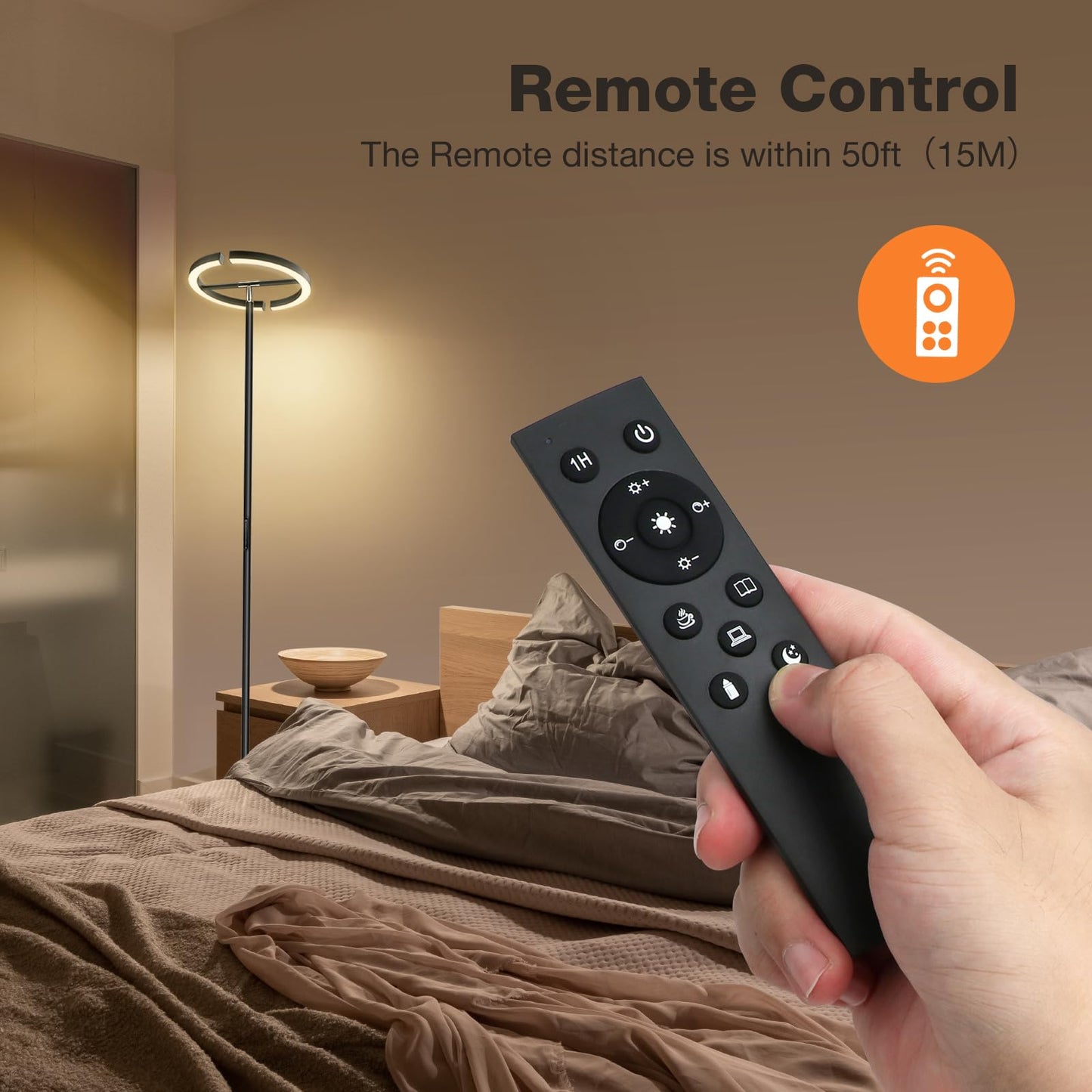 SIBRILLE LED Floor Lamp - Rotatable Standing Lamp with Touch & Remote Control, 3000-6000K, 22W Modern Floor Reading Light, Dimmable Corner Uplighter for Living Room Bedroom Office, Black
