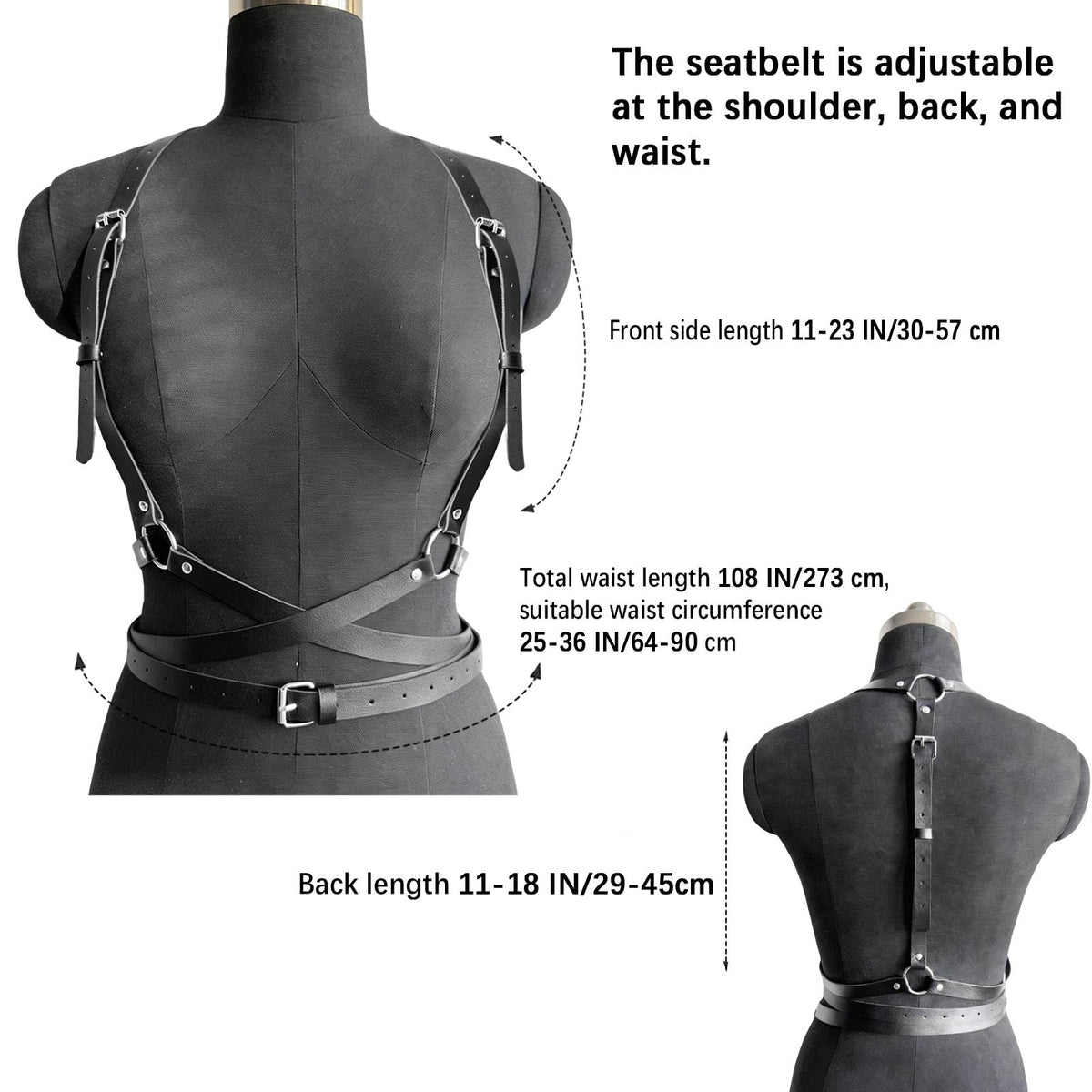 OURWORTL Punk Body Harness Belts for Women Leather Waist Belt Adjustable Gothic Rave Accessories Goth Outfit Rock Belt