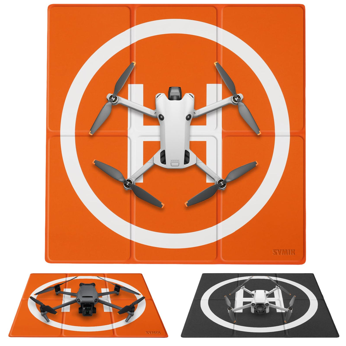 SYMIK LP500 Drone Landing Pad 20 inch (50cm) Double-Sided Waterproof (2x3 fold) Fast-Fold Helipad Weighted Drone Launch Pad for DJI Mavic 4 Pro / Flip / Neo / Mini 4k / Mini 4 Pro / Mini 3 / Air 3S / Avata 2 / Mavic 3 Pro