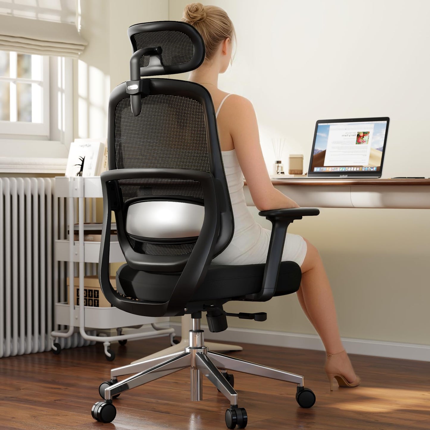 QuelSoft Ergonomic Office Chair, Home Office Desk Chairs, 3D Lumbar Support High Back Desk Chair, Comfortable Computer & Gaming Chair for Office & Home - Black