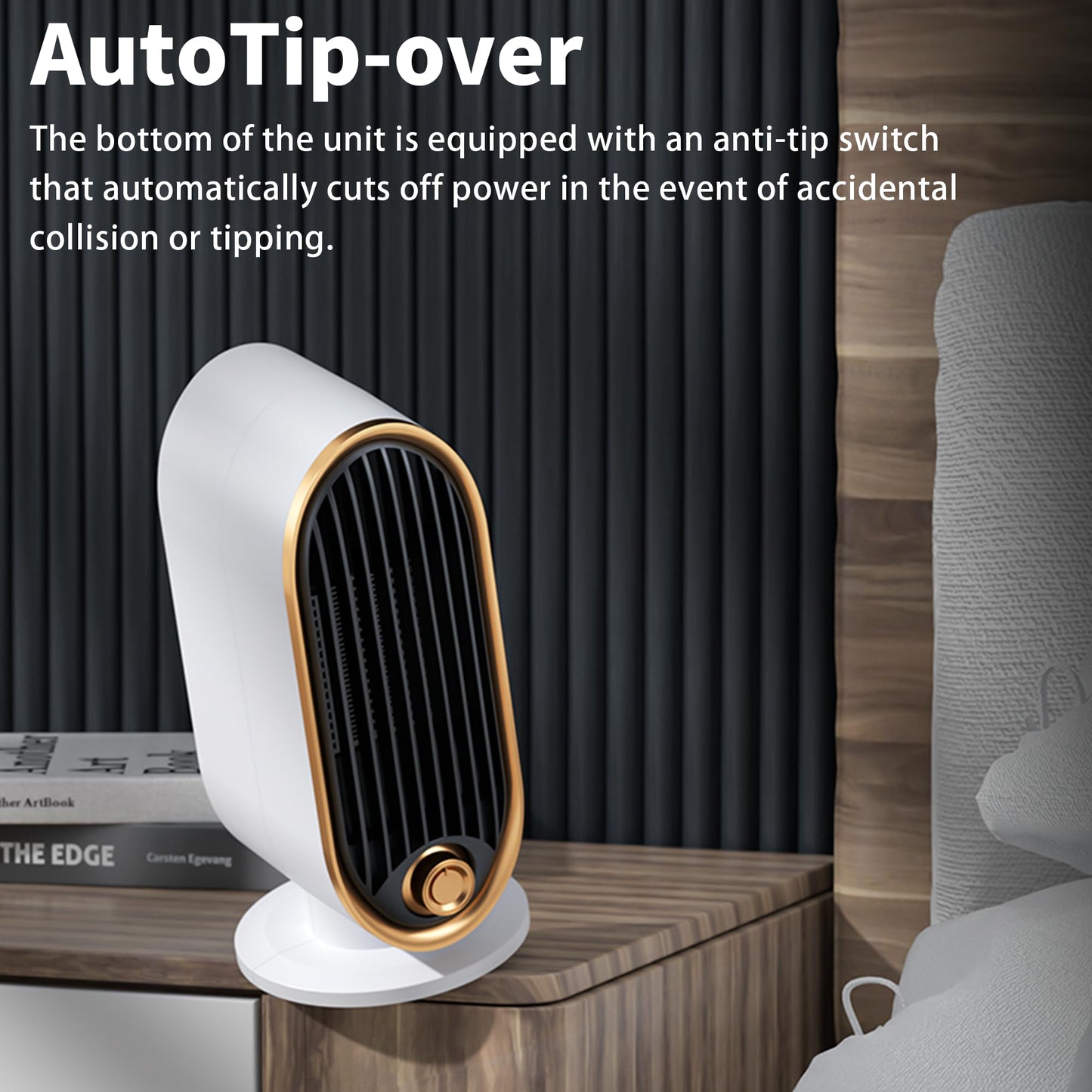 Space Heater, 800 Watts Space Heaters for Indoor Use, Tip-Over Protection, Fast Heat, Thermostat, Desktop and Floor, Small Portable Space Heater for Bedroom, Office, Dorm, Living room, Garage