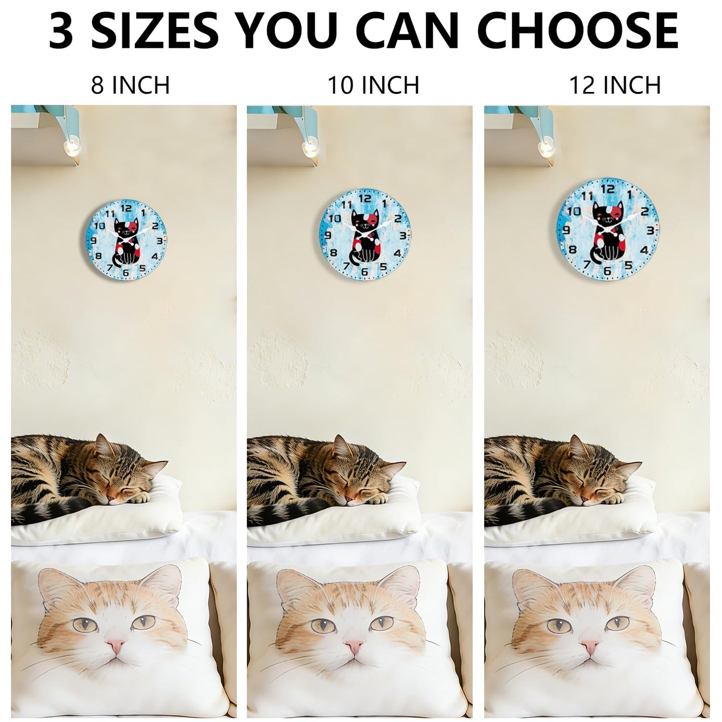 TGHHPC Silent Wall Clocks Battery Operated 10 Inch - Premium Glass Material Wall Clock, Unique Decorative Analog Clock with Large Numbers Non Ticking for Bedroom Living Room Office Kitchen Classroom