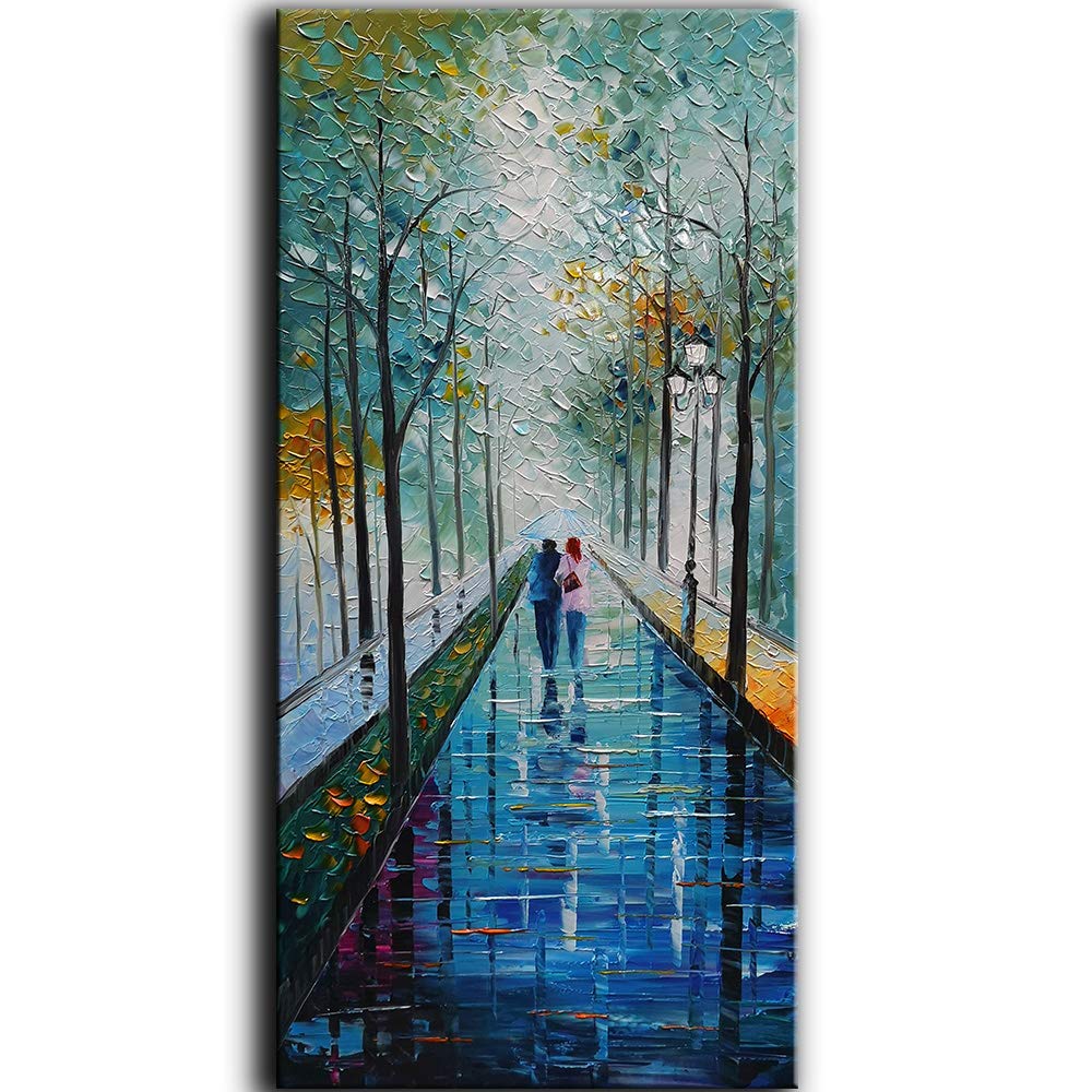 Tyed Art- 48x24inch Wall Art Landscape Oil Painting,Modern Textured Trees Abstract Wall Art Paintings,Wall Art for Living Room,Bedroom Office Wall Decor,Framed Canvas Wall Art