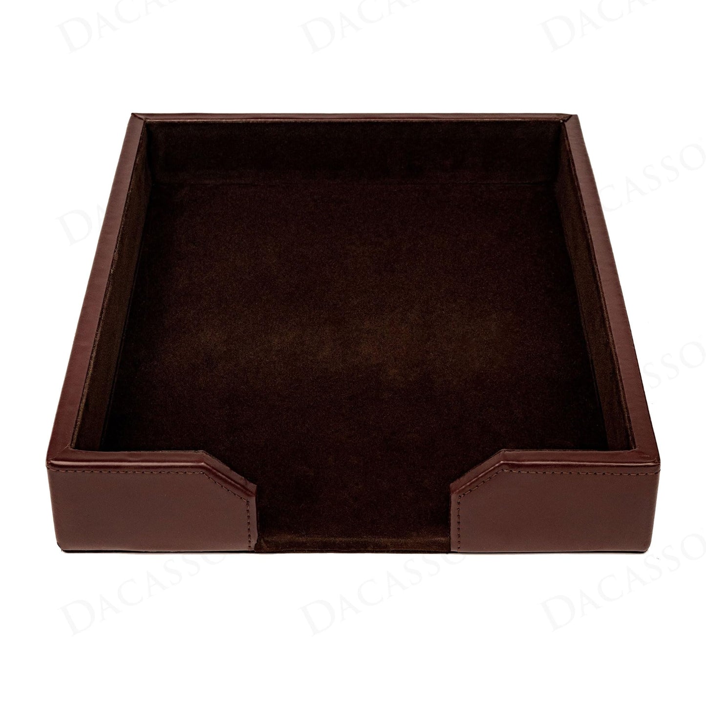 Dacasso Dark Brown Bonded Leather Luxury Letter Tray Holder - Paper Organizer for Desktop Office Essentials & Executive Desk Decor