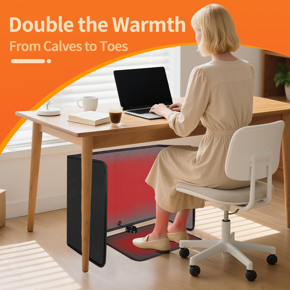 SoliSnug Under Desk Heater Foldable, Quiet Space Heater for Office with Timer, 8 Temp Levels, Auto Shut Off, Energy Efficient, Portable Foot Warmer