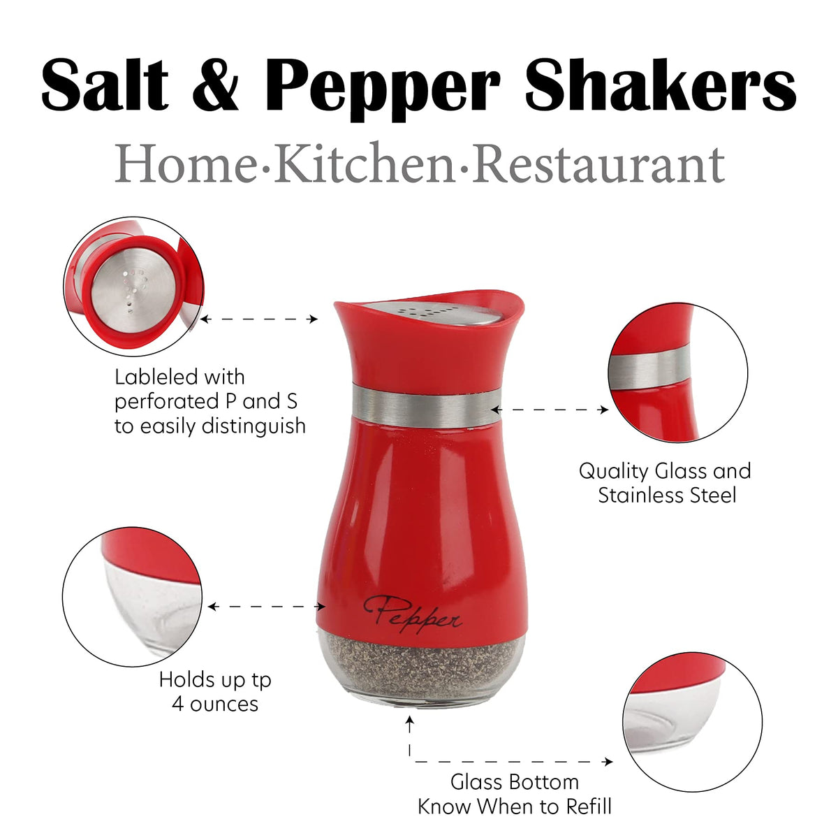 Basic Salt & Pepper Shakers - Red