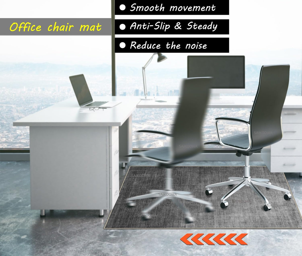Chair Mat for Hardwood Floor,48"*36" Under Desk Mat for Rolling Computer Chair &Low Pile Carpet Floor,Anti-Slip Floor Protector for Home Office Light Gray