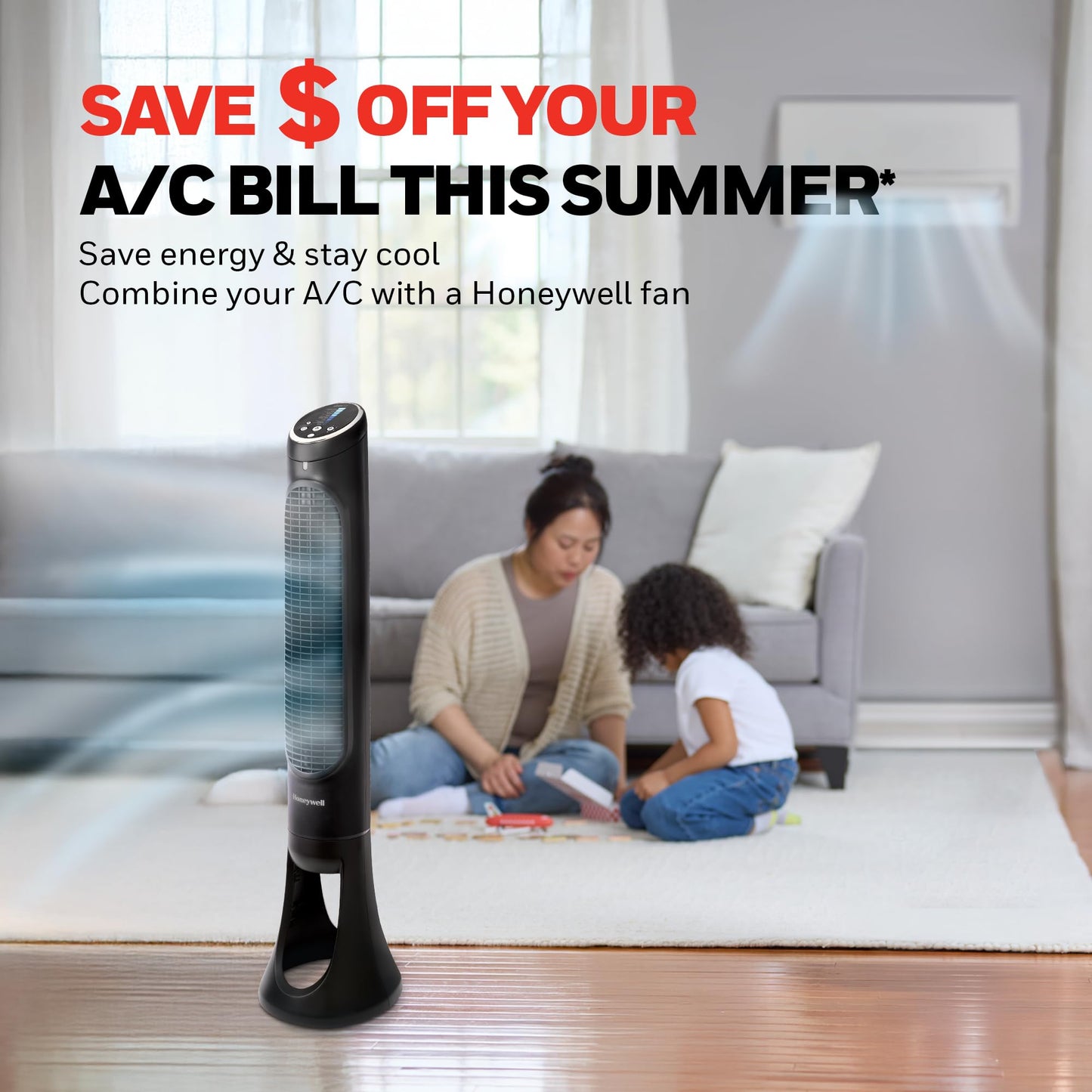 Honeywell QuietSet Whole Room Tower Fan, Oscillating Tower Fan with Remote, Black, HYF290B