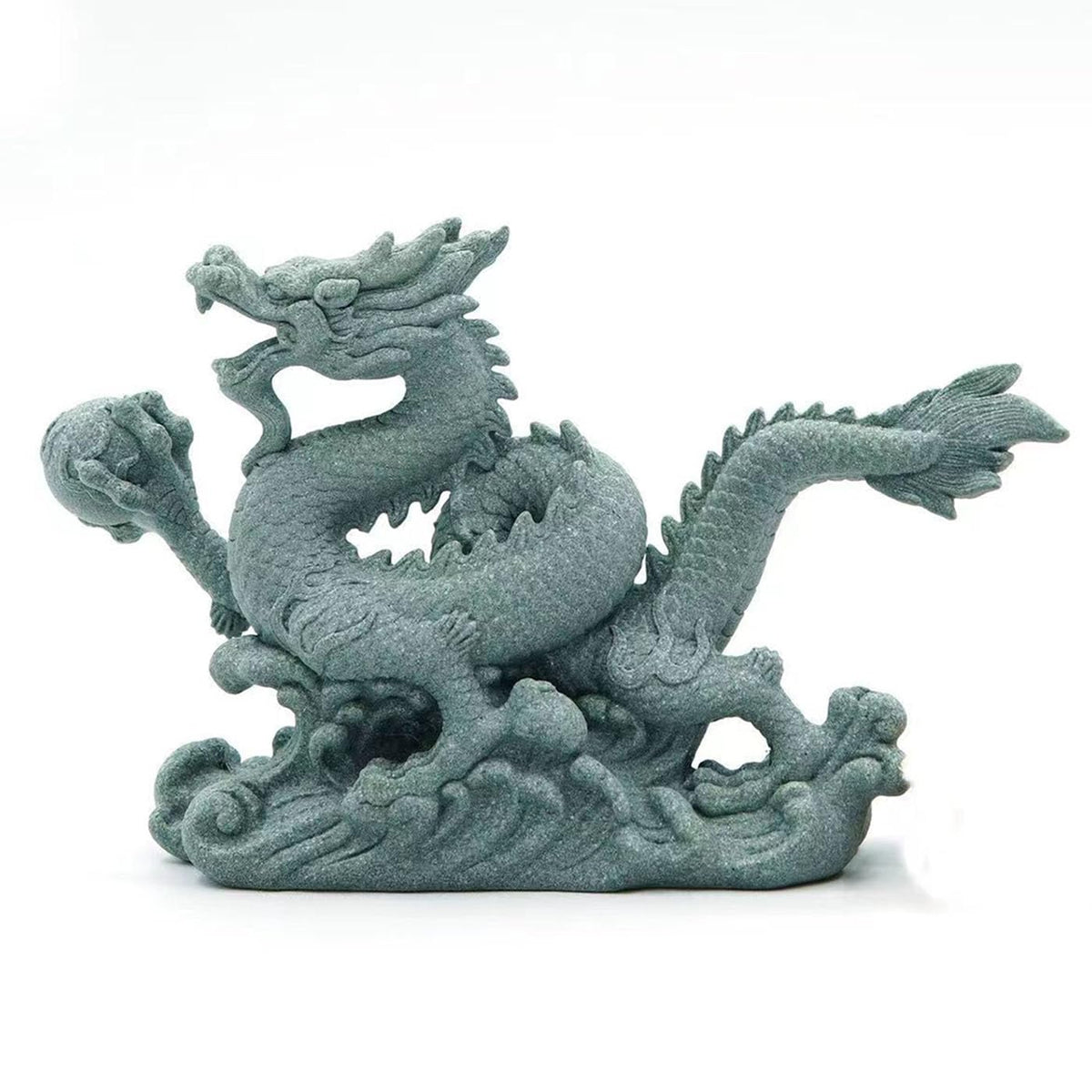 livelyfish Sandstone Chinese Dragon Statues, Aquarium Fish Tank Decorations Asian Garden Home Office Tabletop Small Accessories Decor for Wealth Success Lucky,A