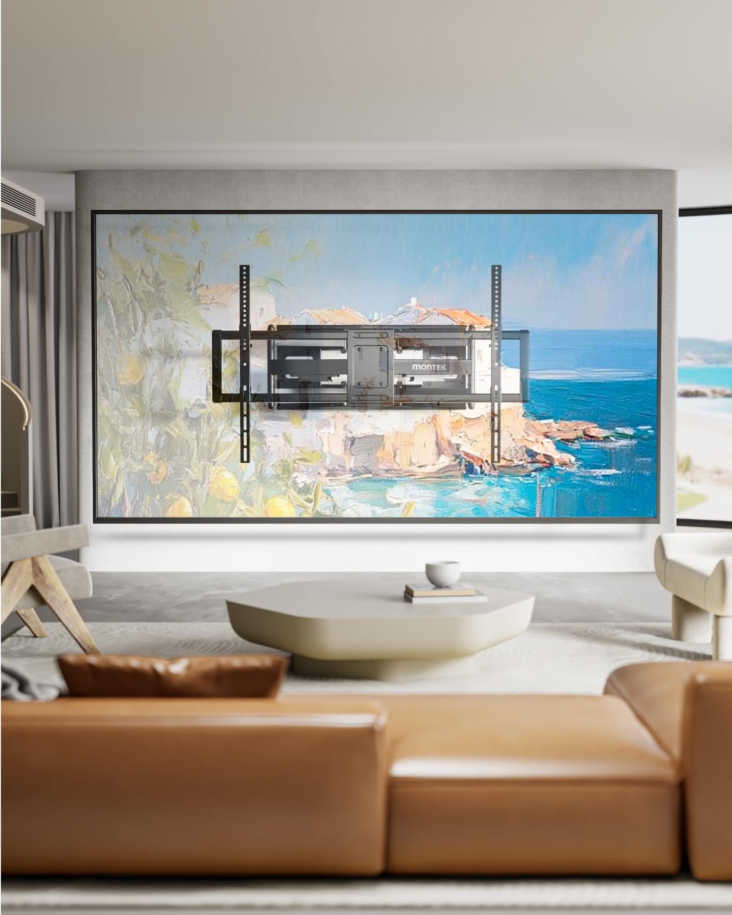 monTEK Heavy Duty XXL Full Motion TV Wall Mount for 60-120 inch Extra Large TVs, Holds 265 lbs, Max VESA 900x600, 27.7" Extension, Swivel & Tilt, Preassembled, Fits 12–24" Studs, LED/LCD/OLED 4K/8K