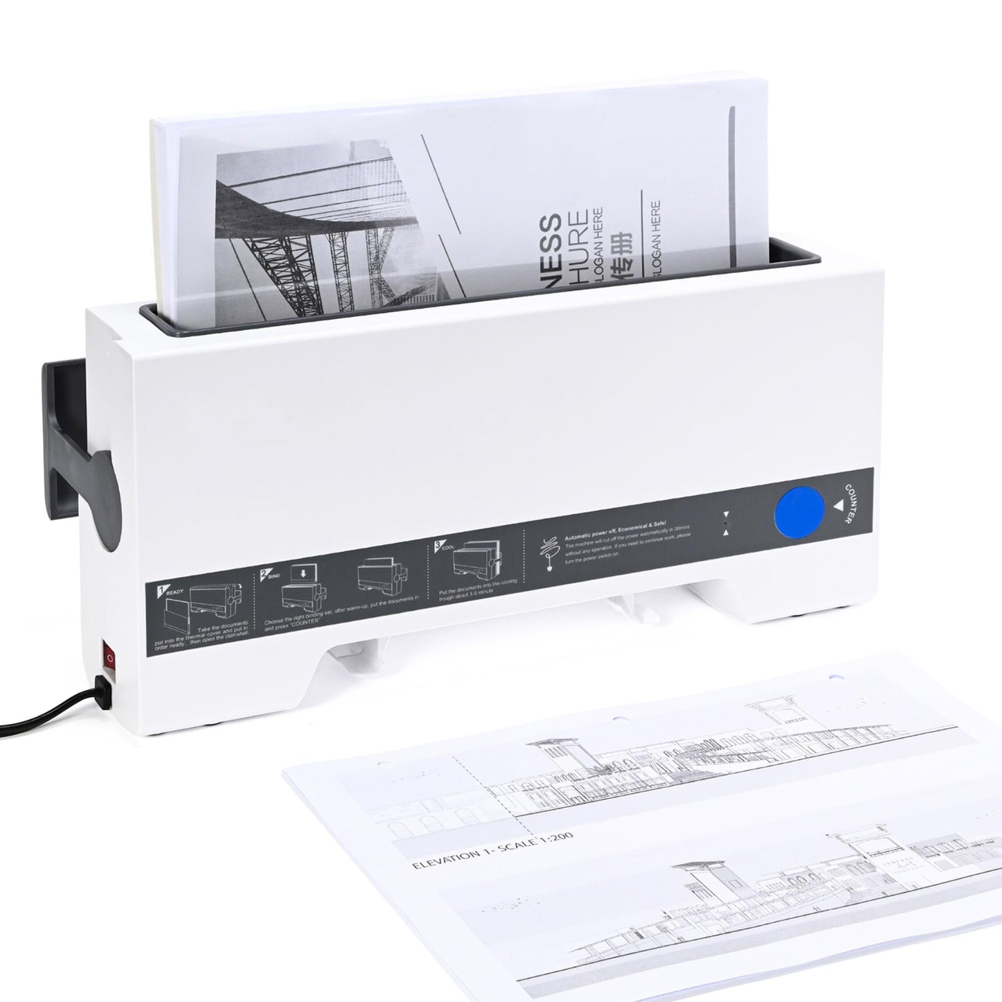Thermal Book Binding Machine, 12 Inch Thermal Book Binder, A4 Thermal Binder with 15 Book Spines for DIY Notebook Journal Photo Document, Integrated Cooling Function