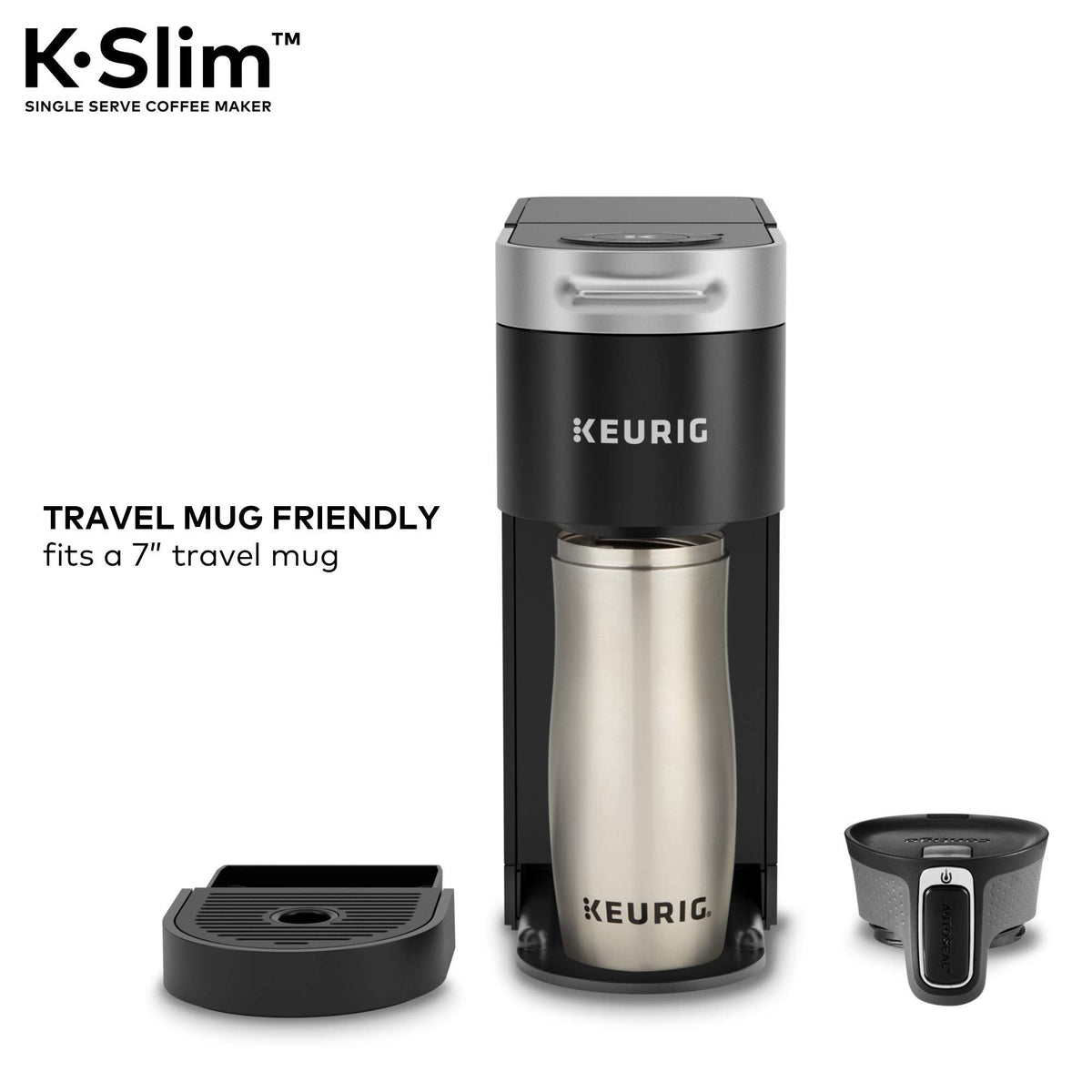 Keurig K-Slim Single Serve K-Cup Pod Coffee Maker, Multistream Technology, 3 Brew Sizes, Slim and Sleek Design, 46oz Removable Reservoir, Black