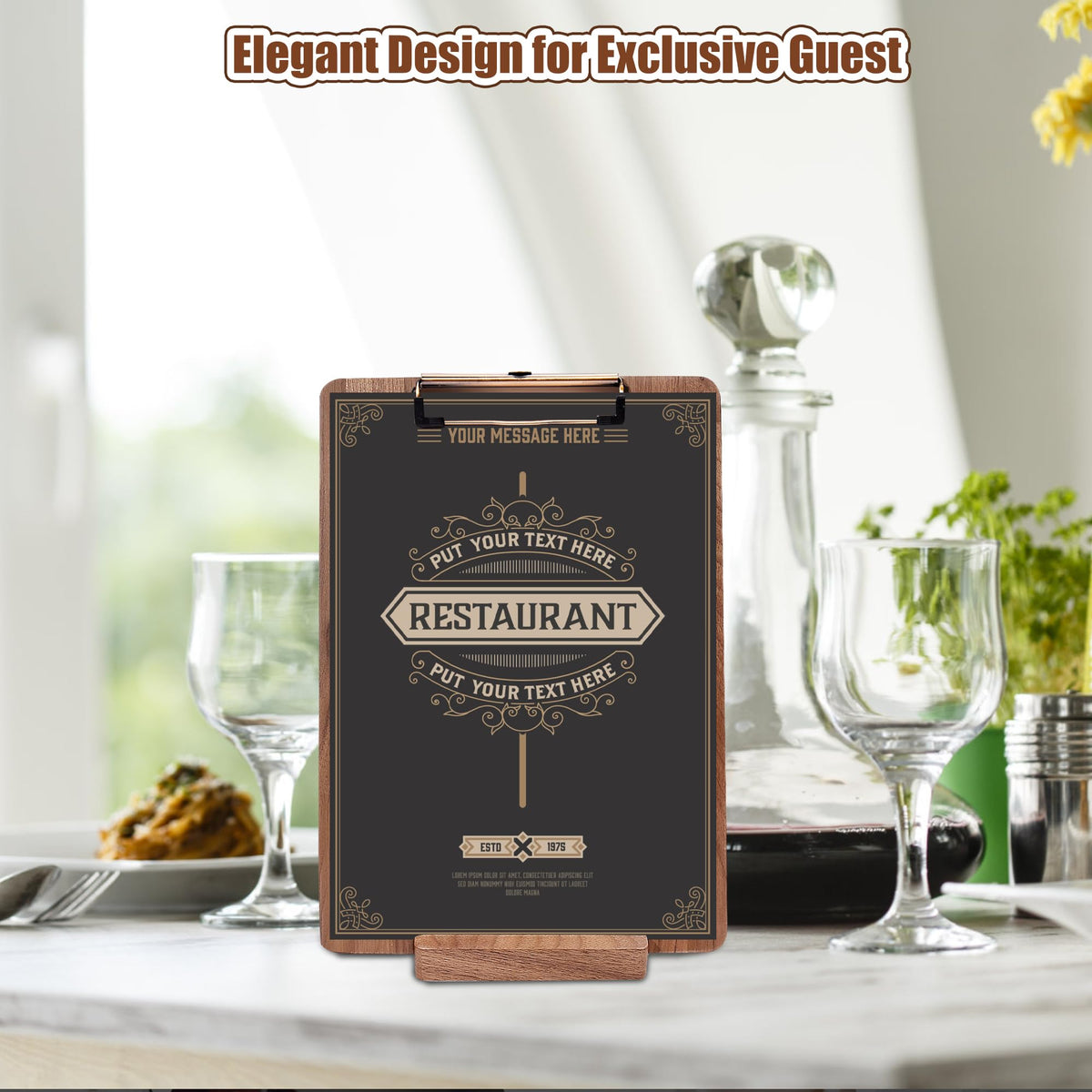 Walnut Wood Clipboard, 12.6" x 8.7" Clip Board with Stable Base, School Classroom Essentials, Solid Hardwood, Free Stand Holder for Bar, Training Courses, Coffee Shops, Office Supplies Teacher Gifts