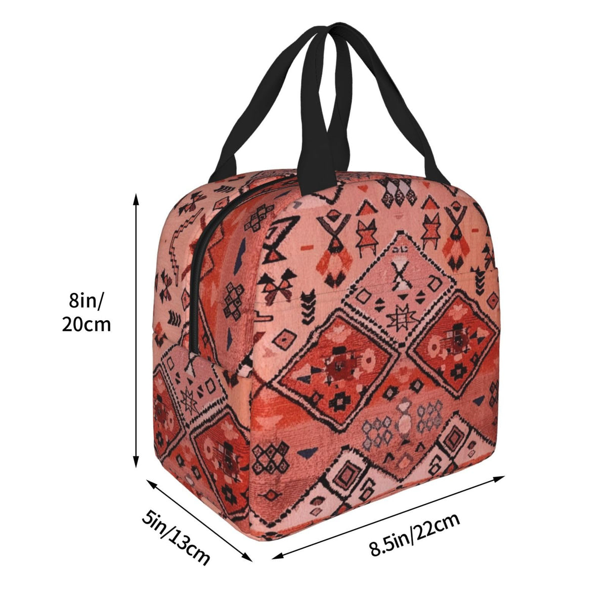 Poacnip Boho Farmhouse Oriental Traditional Moroccan Style Insulated Lunch Bag Portable Reusable Lunch Box Thermal Cooler Tote Bag With Pockets For Women Men Work Office Picnic Travel