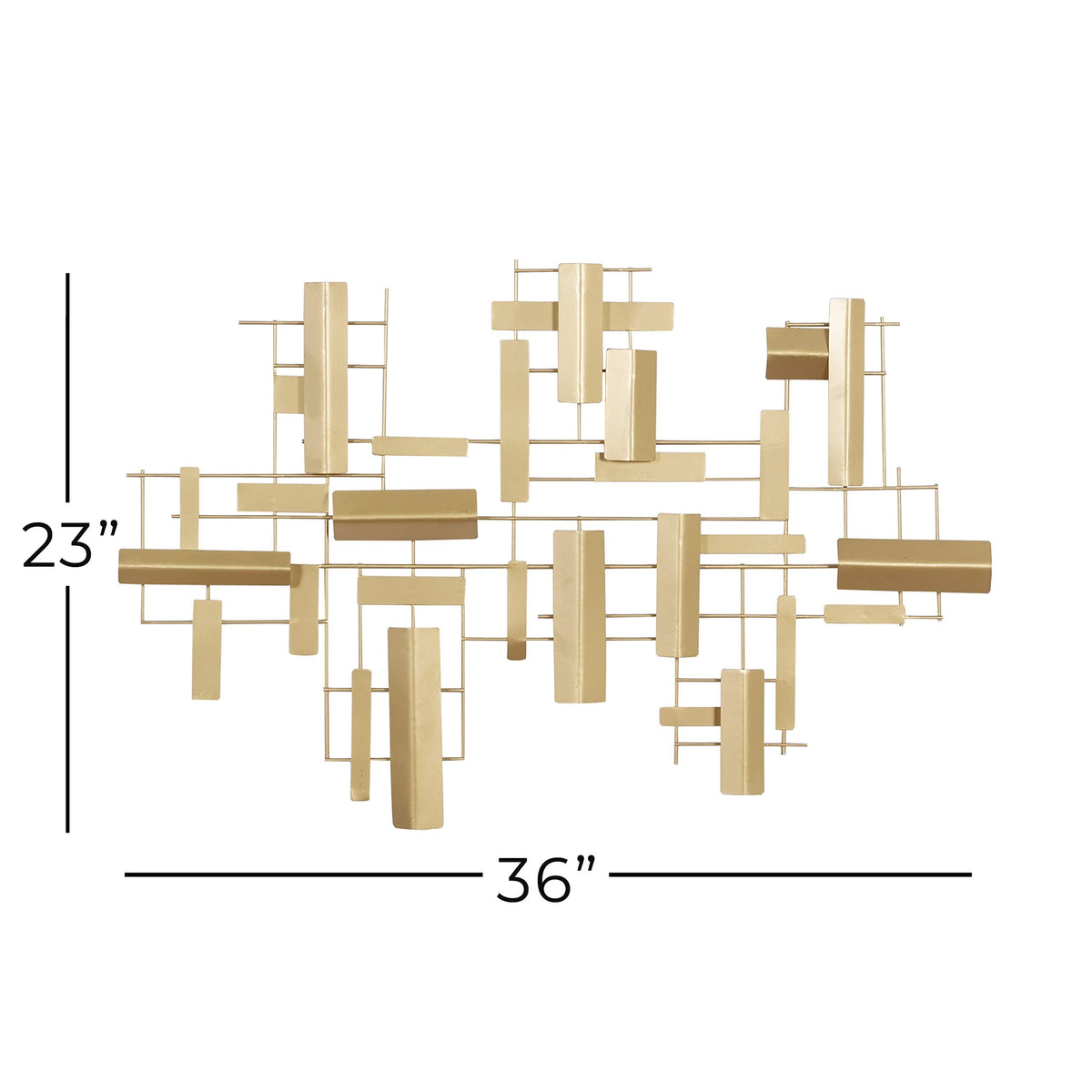 CosmoLiving by Cosmopolitan Metal Geometric Home Wall Decor 3D Stripe Wall Sculpture, Wall Art 36" x 1" x 23", Gold