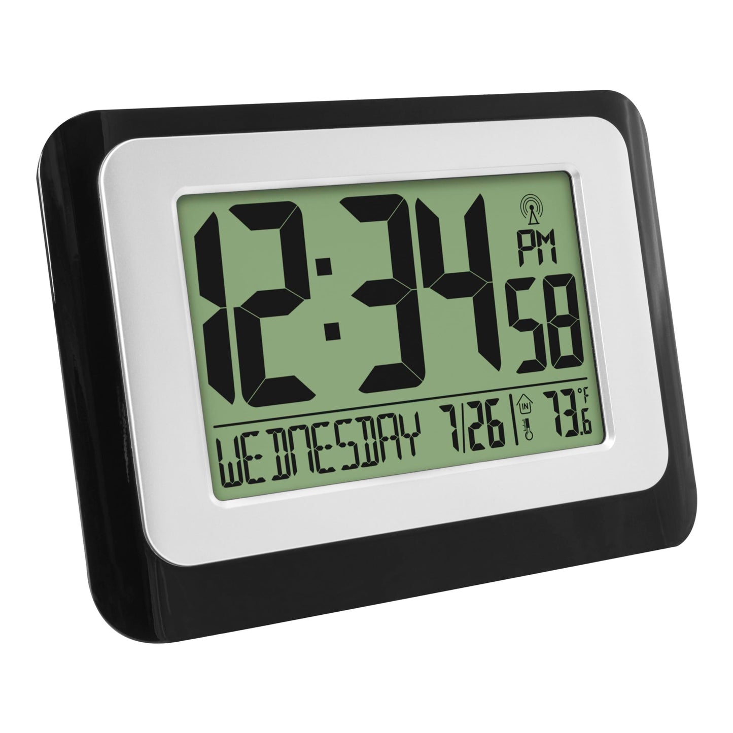 La Crosse Technology W88631 Digital Atomic Black Wall Clock with Temperature