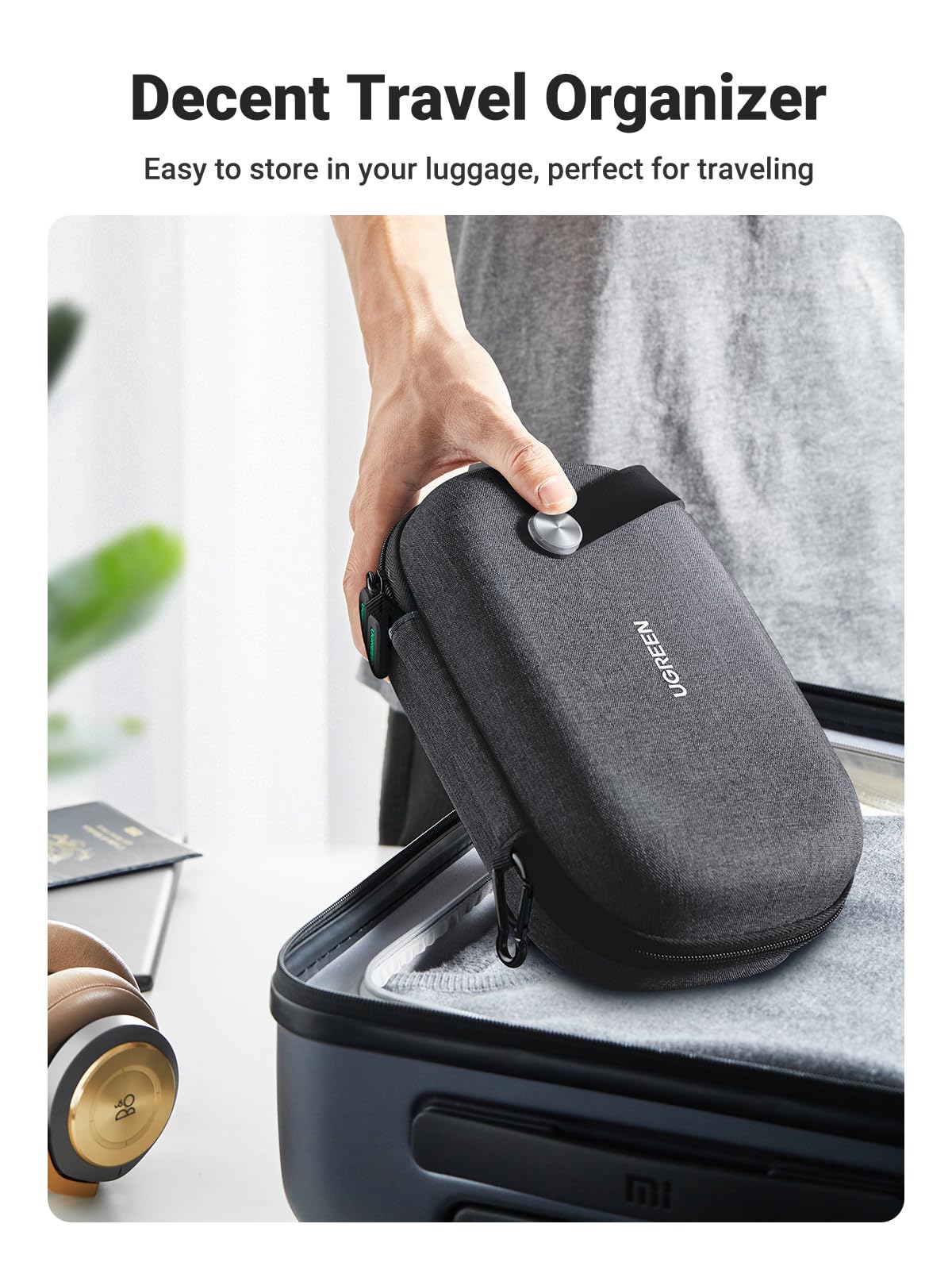 UGREEN Electronics Organizer Travel Case Cable Organizer Bag Waterproof Portable Storage Pouch for Charger, Cables, USB Flash Drive, Power Bank, Memory Card, Travel Accessories Black