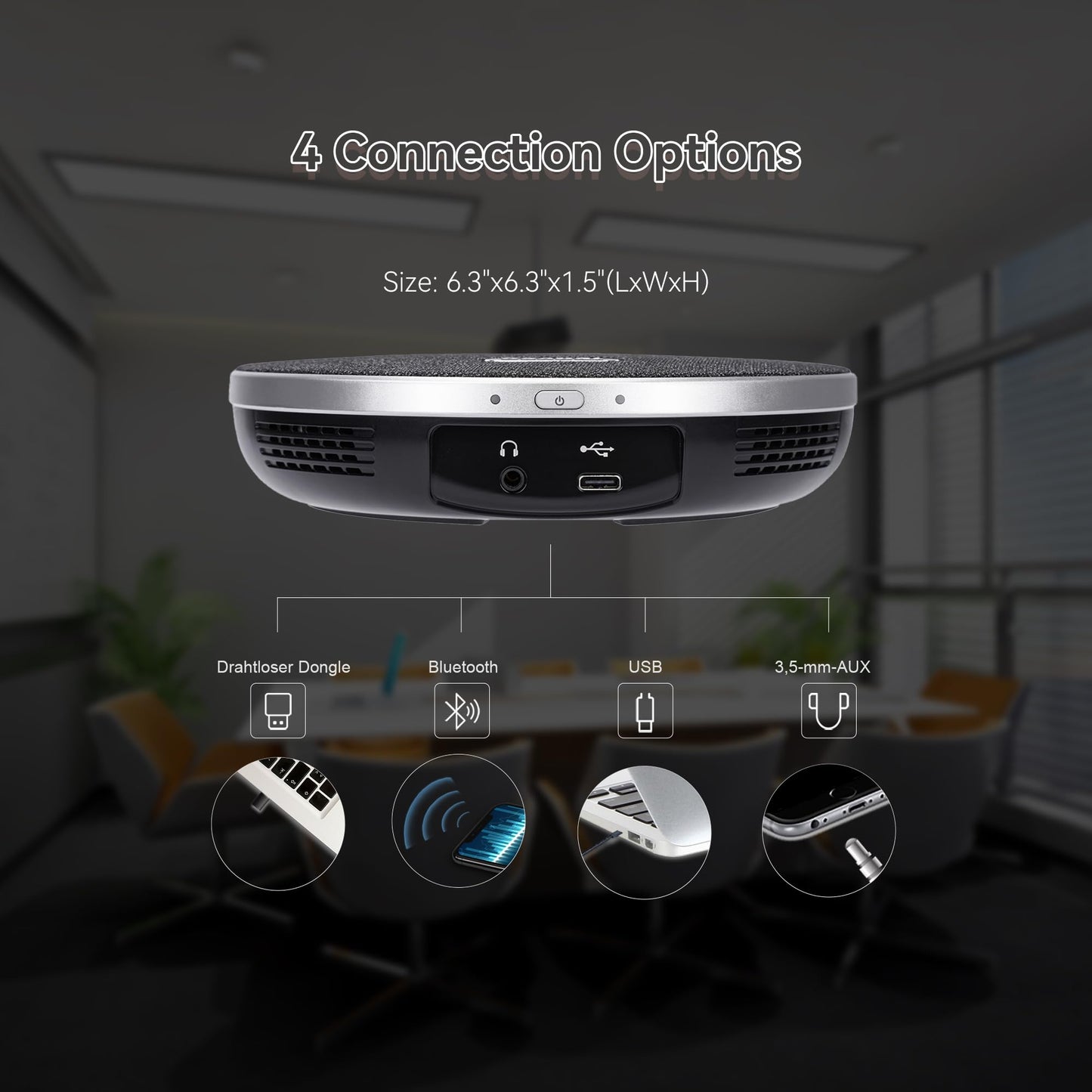 TONGVEO Conference Room Camera System 4K UHD 3X Optical Zoom 93° Ultra-Wide FoV USB3.0 PTZ Camera and Wireless Bluetooth Speakerphone with Microphones, Works with Zoom, OBS, Skype, Teams and More