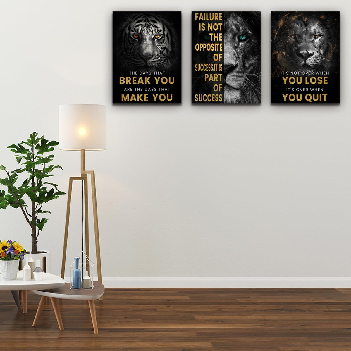 Inspirational Motivational Posters - Framed Canvas Art Set for Office, Living Room, Bedroom - (36''W x 16''H)
