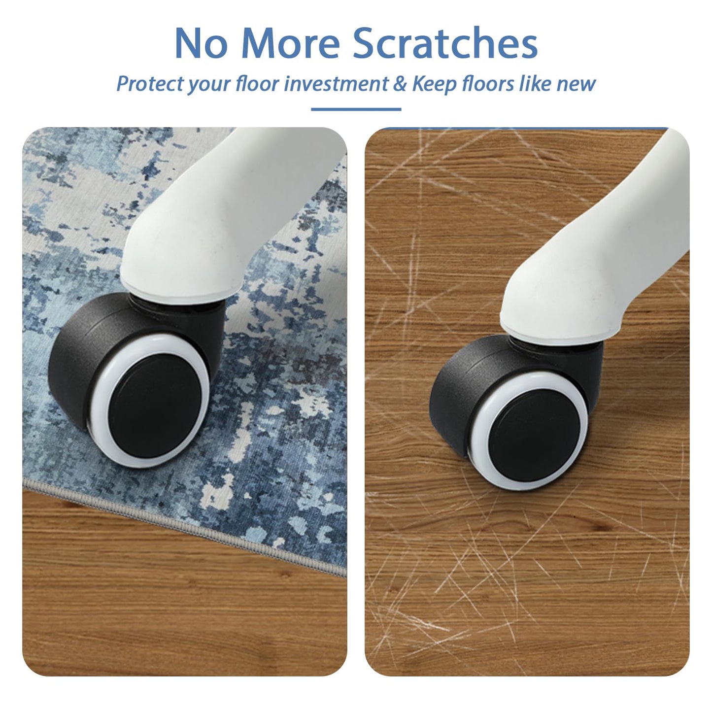 Office Chair Mat for Hardwood Floor, 0.2” Thick Non-Slip Desk Rug, Silent Glide Floor Protector for Rolling Chairs, Easy-Clean Surface, Silent Glide Mat for Tile & Laminate, Blue Gray Mist