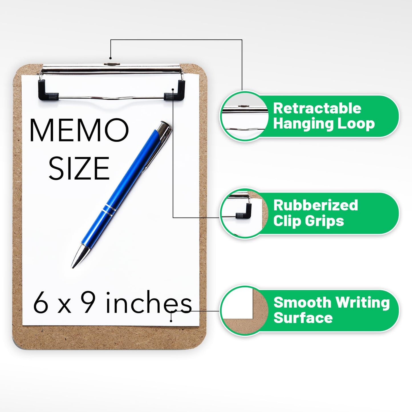 Mini Clipboard 6" x 9" (Set of 6) Memo Clipboard | Small Clipboards 6x9 with Low Profile Clip, Mini Clipboards 6x9 Menu Holder, Ideal for Kids, Classrooms, Parties, Hosting Events, and Crafts