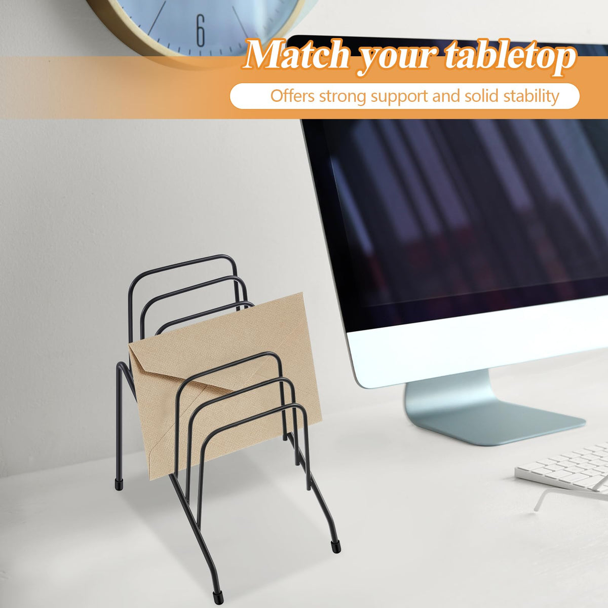 Chivertion 6 Pcs Metal Incline Desk Flip Organizer Rack Small Desktop File Folder Sorter 6 Compartment Wire Vertical Incline Magazine Holder for Mail Paper Book Magazine Filing Office Desk