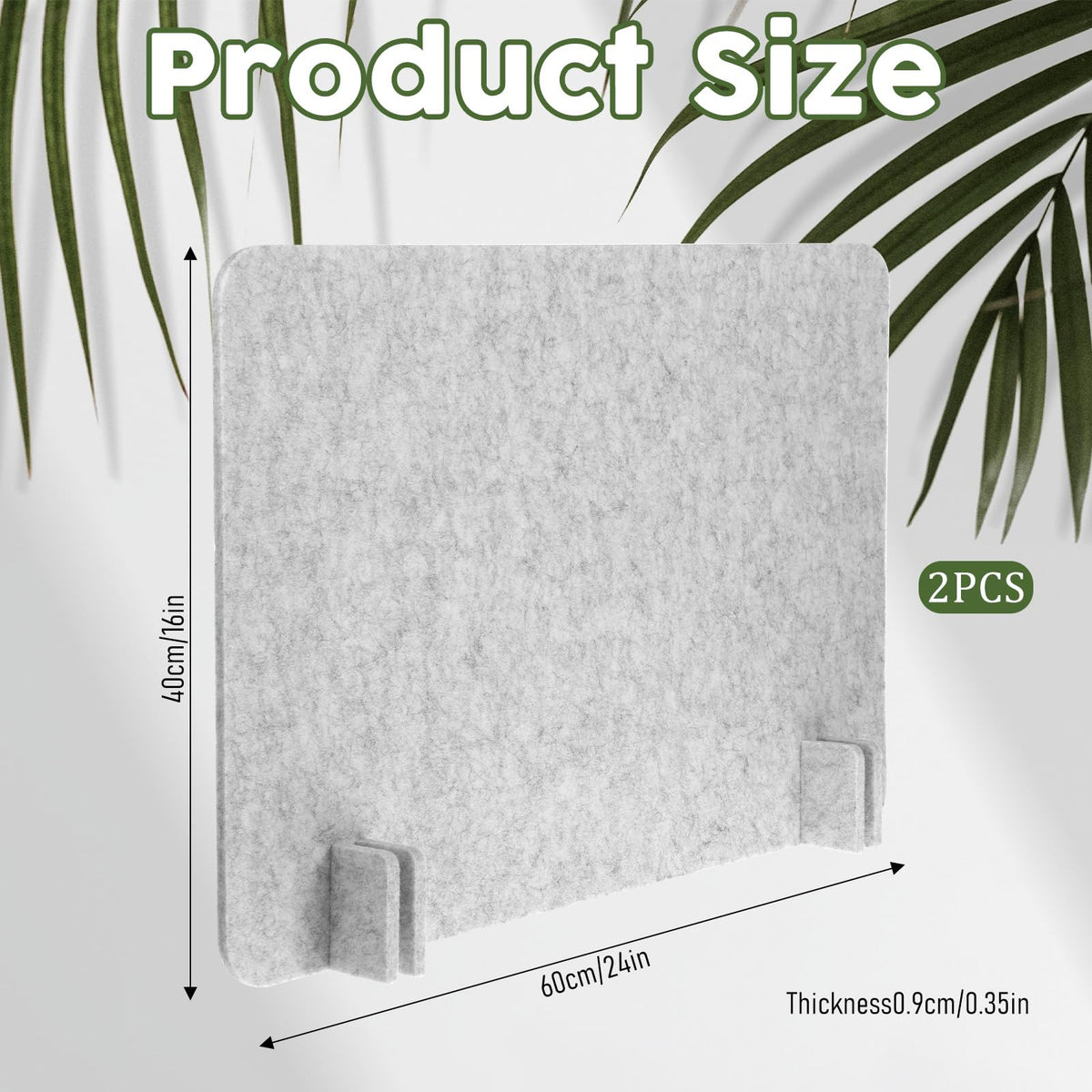BOHUIZ 2pcs Acoustic Desk Privacy Panel, 24 x 16" Desk Dividers for Students Desk Partition with Support Feet for Office or Home Use(Silver Gray)