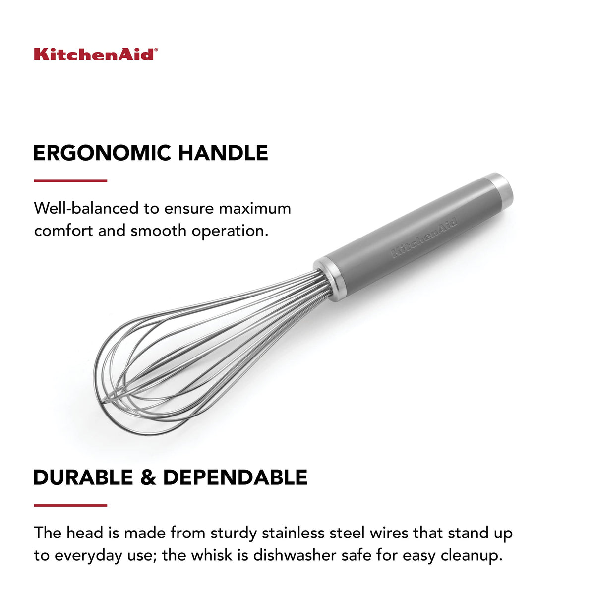 KitchenAid Classic Utility Whisk, 10.5-Inch, Gray