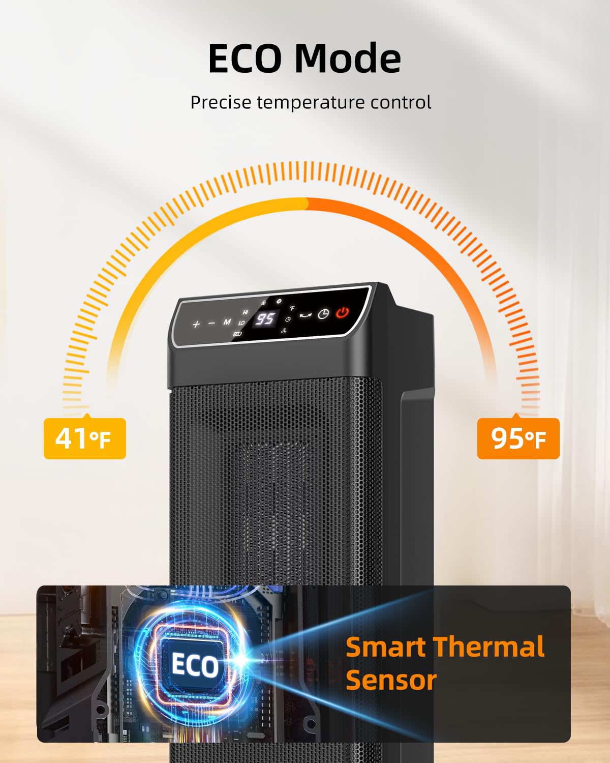 Space Heater, Electric Heaters for Indoor Use with Thermostat, Remote, 1-12H Timer, 70°Oscillation and Overheat Protection, 1500W PTC Ceramic Fast Safety Heat, Portable Heater for Office (Black)
