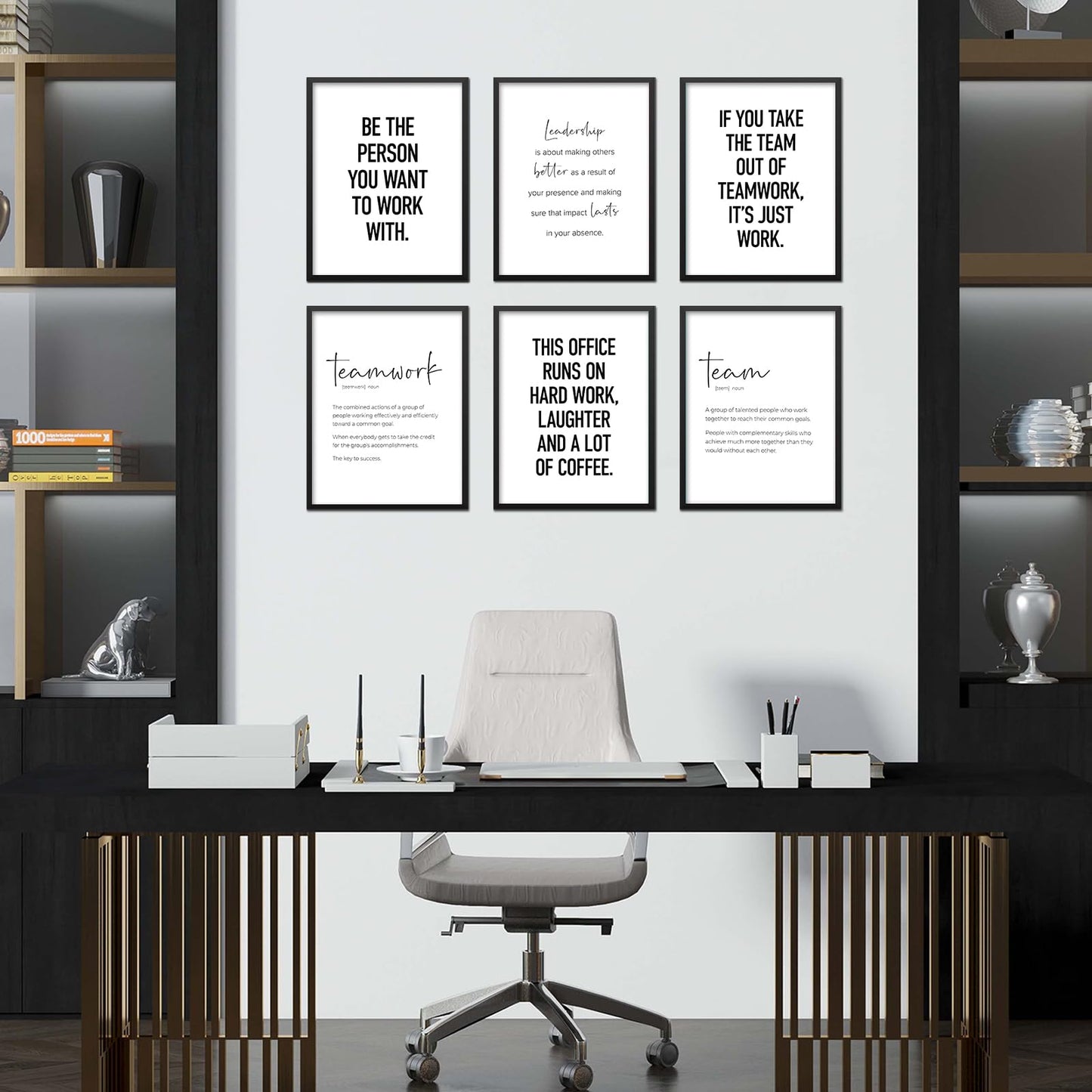 Modern Office Wall Art Motivational Posters Set of 6 Office Decor for Women Funny Team Posters Teamwork Inspirational Wall Art Positive Modern Decor Poster Canvas Print Unframed