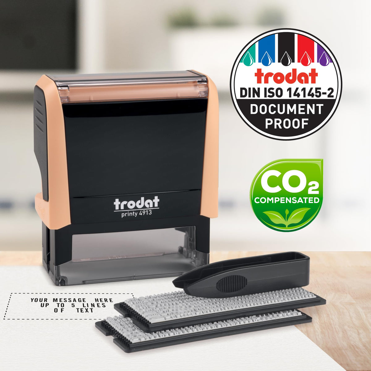 Trodat Printy 4913 Self-Inking Do It Yourself (DIY) 5 Line Personalized Custom Message Stamp with Black Ink