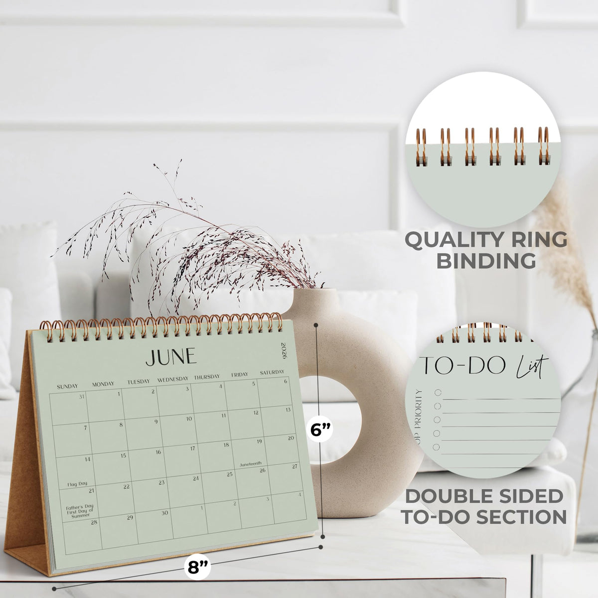 Aesthetic Desk Calendar 2026-2027 - Runs from January 2026 until July 2027 - Beautiful Small 26-27 Flip Desktop Calendar for Easy Organizing