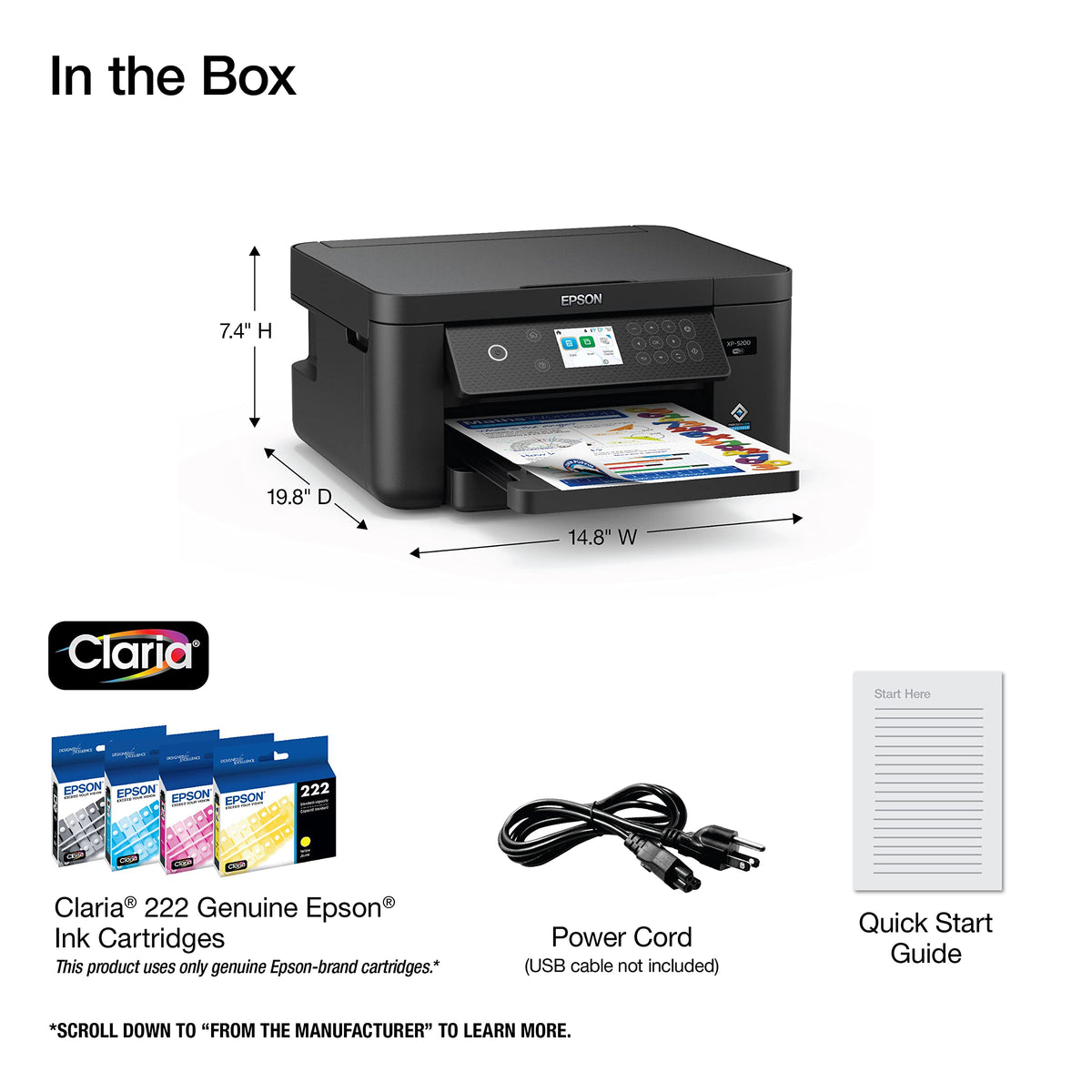 Epson Expression Home XP-5200 Wireless Color All-in-One Printer with Scan Copy, Automatic 2-Sided Printing, Borderless Photos, 150-Sheet Paper Tray and 2.4" Colorfull Display - Black