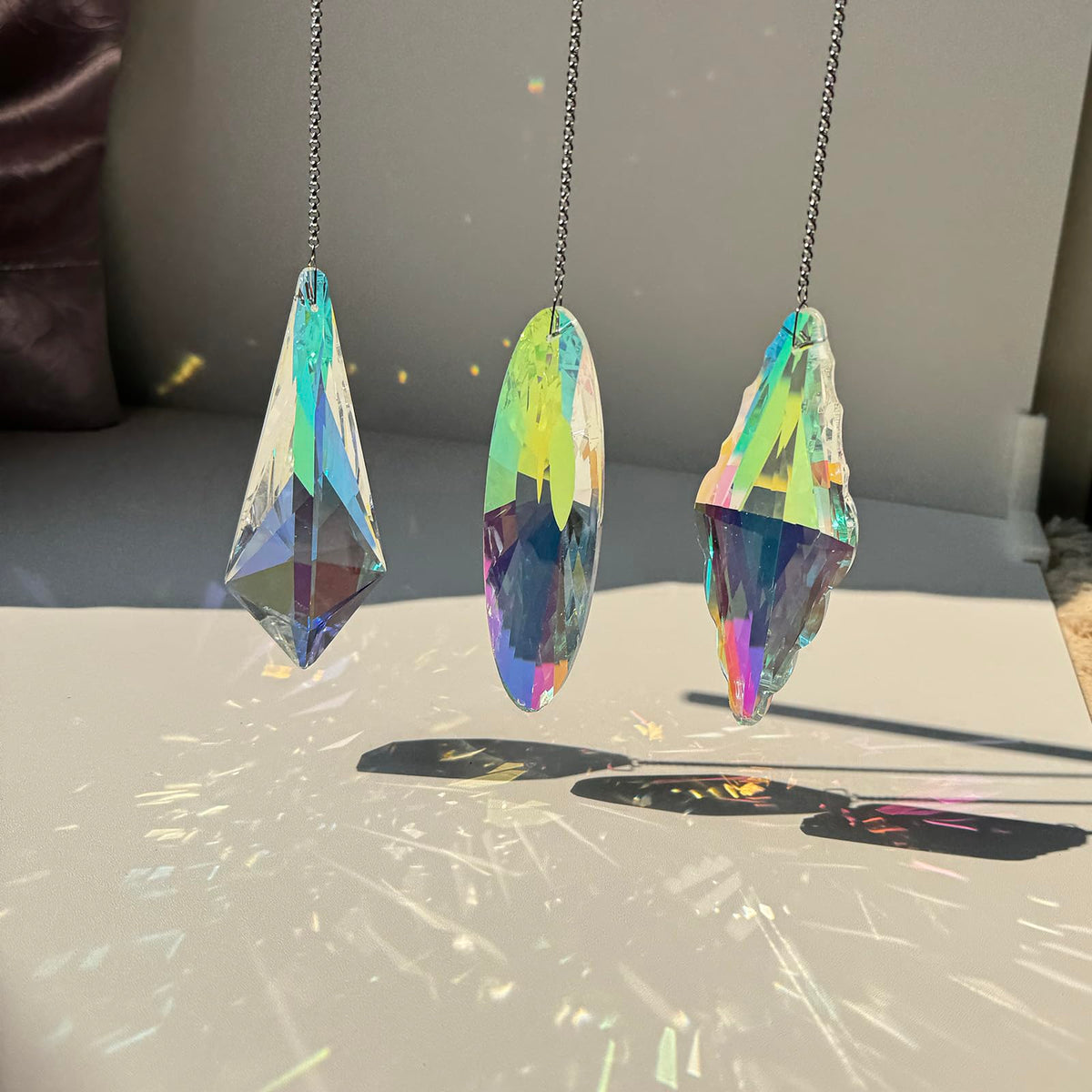 3PCS 5" Large Crystal Sun Catcher Prisms, Hanging Suncatchers with Glass Prism, Rainbow Maker for Room, Windows,Garden,Fantasy Aesthetic Home Decor. (YGBS02)