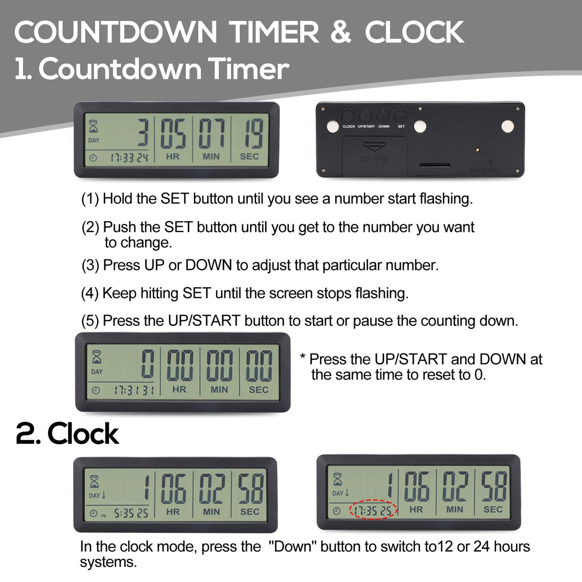 A AIMILAR 999 Days Countdown Timer Digital Clock Retirement Vacation Event Day Counter with Count Up Function