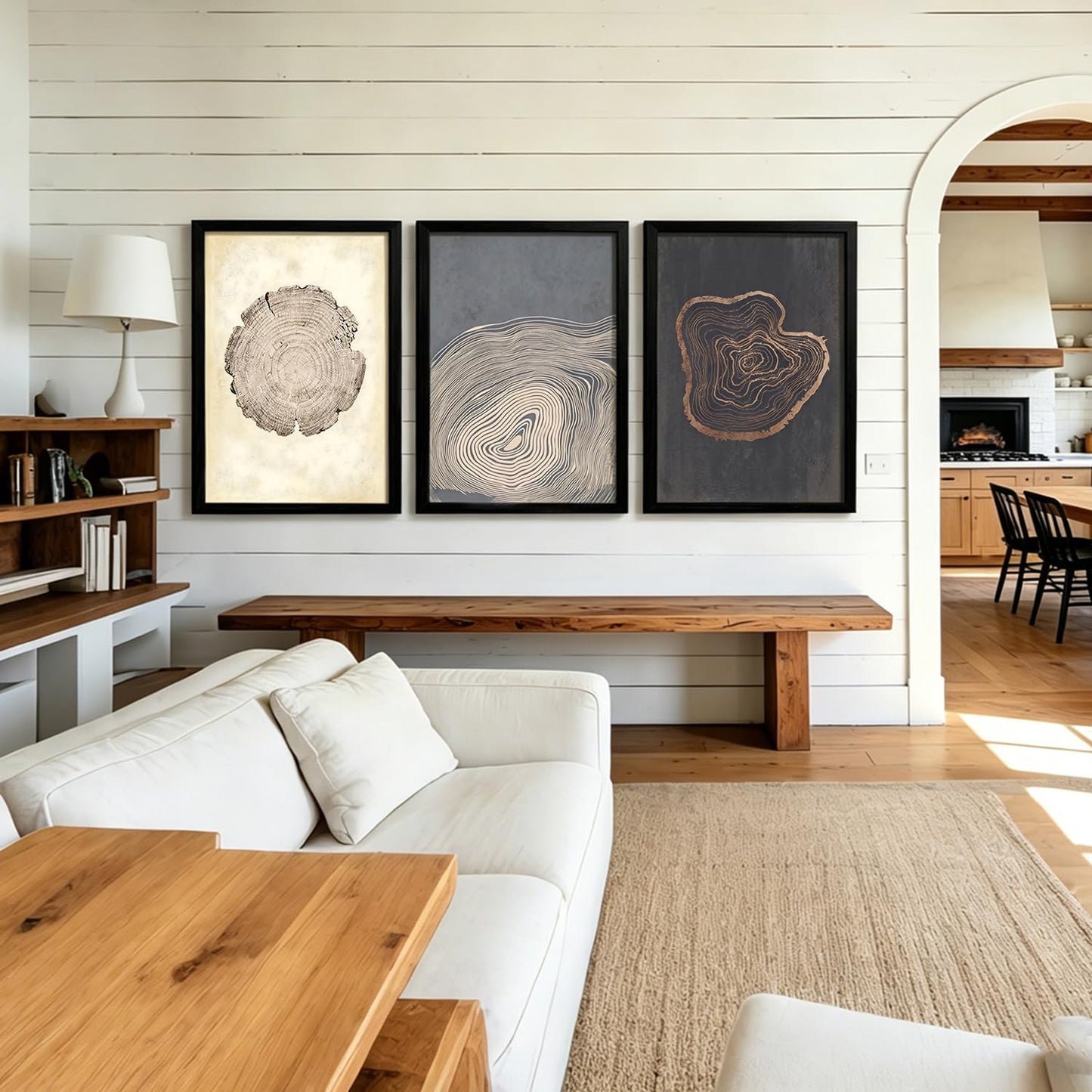 HCJWCXD 3 Piece Framed Abstract Tree Ring Canvas Wall Art Modern Boho Wood Grain Canvas Prints Minimalist Tree Growth Poster Neutral Minimalist Wall Decor 16x24 Inches for Living Room Bedroom Office